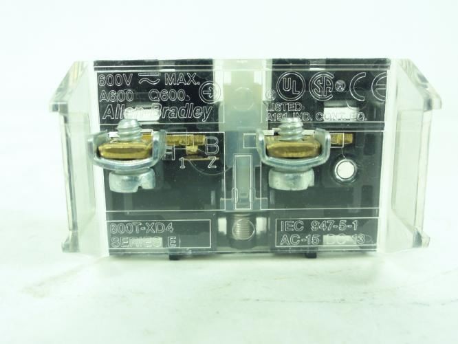 189277 New In Box; Allen-Bradley 800T-XD4 Contact Block Shallow Block 1 NC 600VA