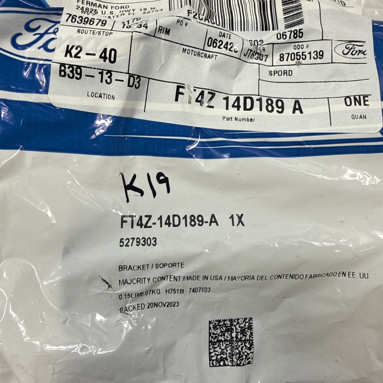 Genuine Ford Bracket FT4Z14D189A