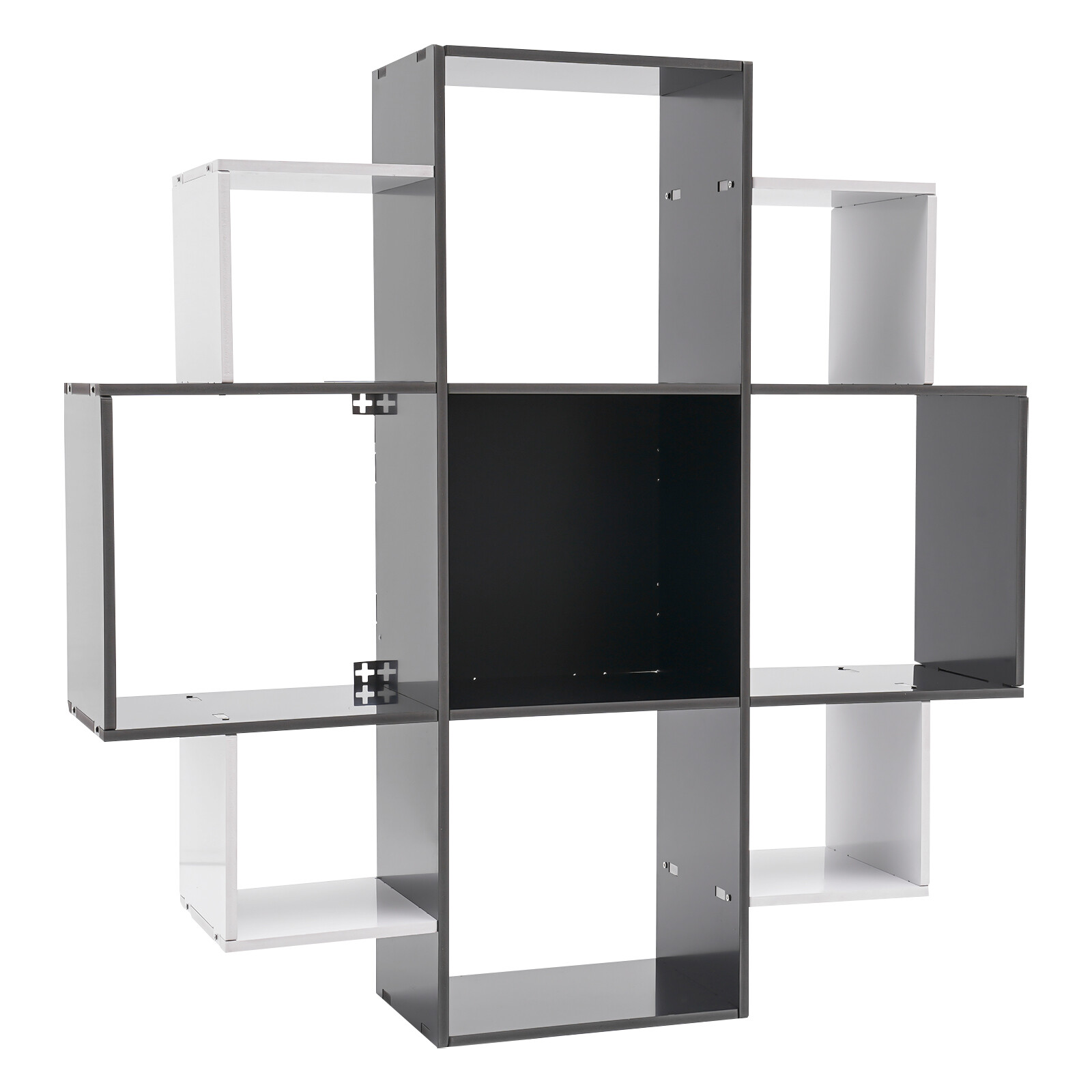 3 Tier Wall Mounted Bookcase Book Shelf 9 Compartments Home Decor Large Capacity