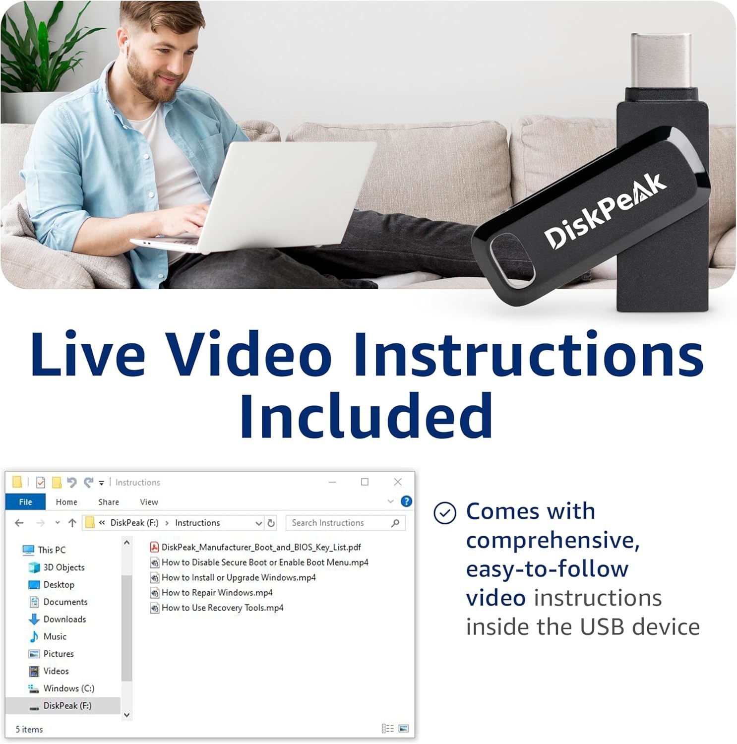 Effortless Windows Installation USB - Supports 32 & 64 bit with Utilities
