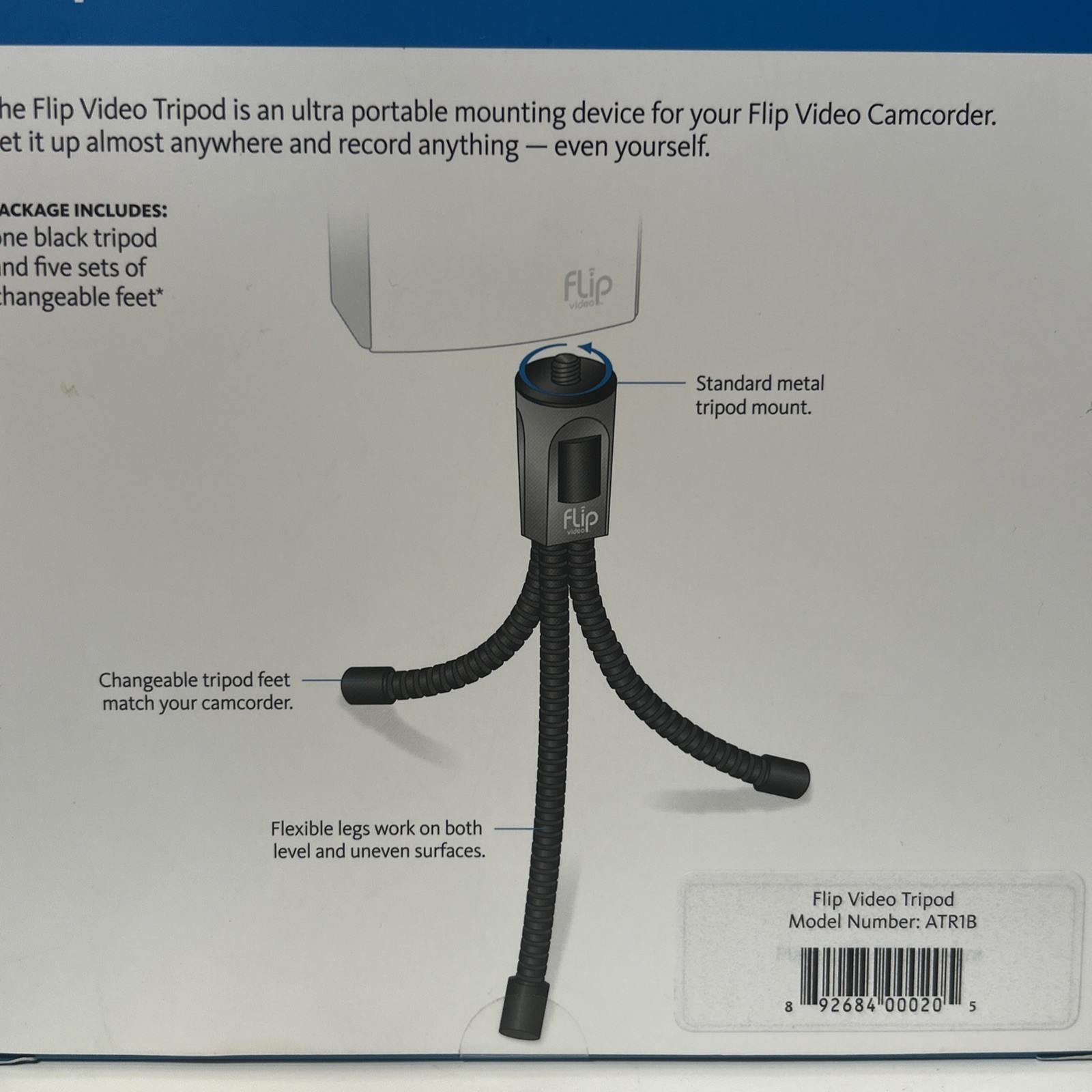 Flip Video Mini Tripod with Interchangeable Feet Pure Digital Tech