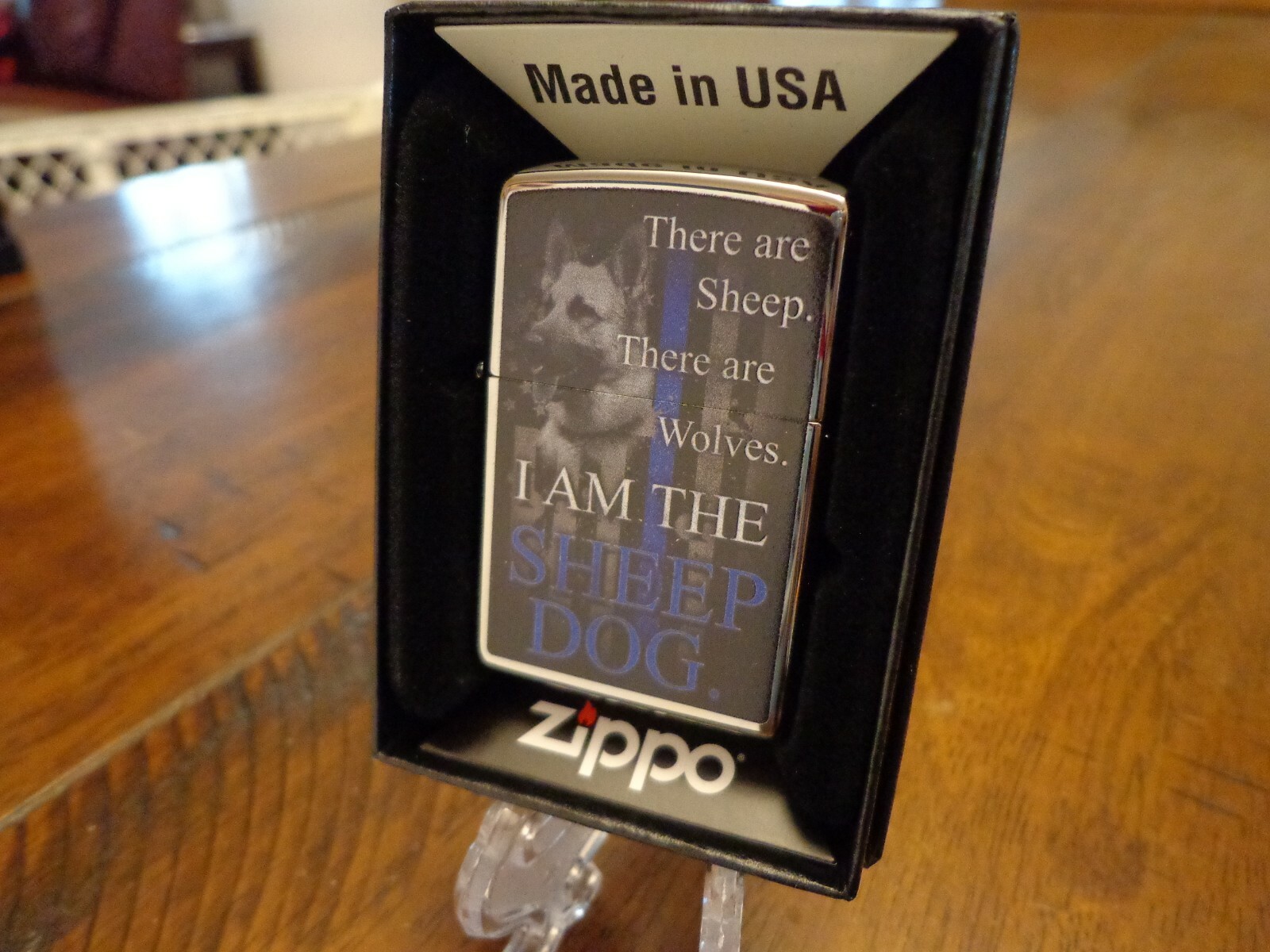 GERMAN SHEPHERD SHEEP DOG THIN BLUE LINE ZIPPO LIGHTER MINT IN BOX