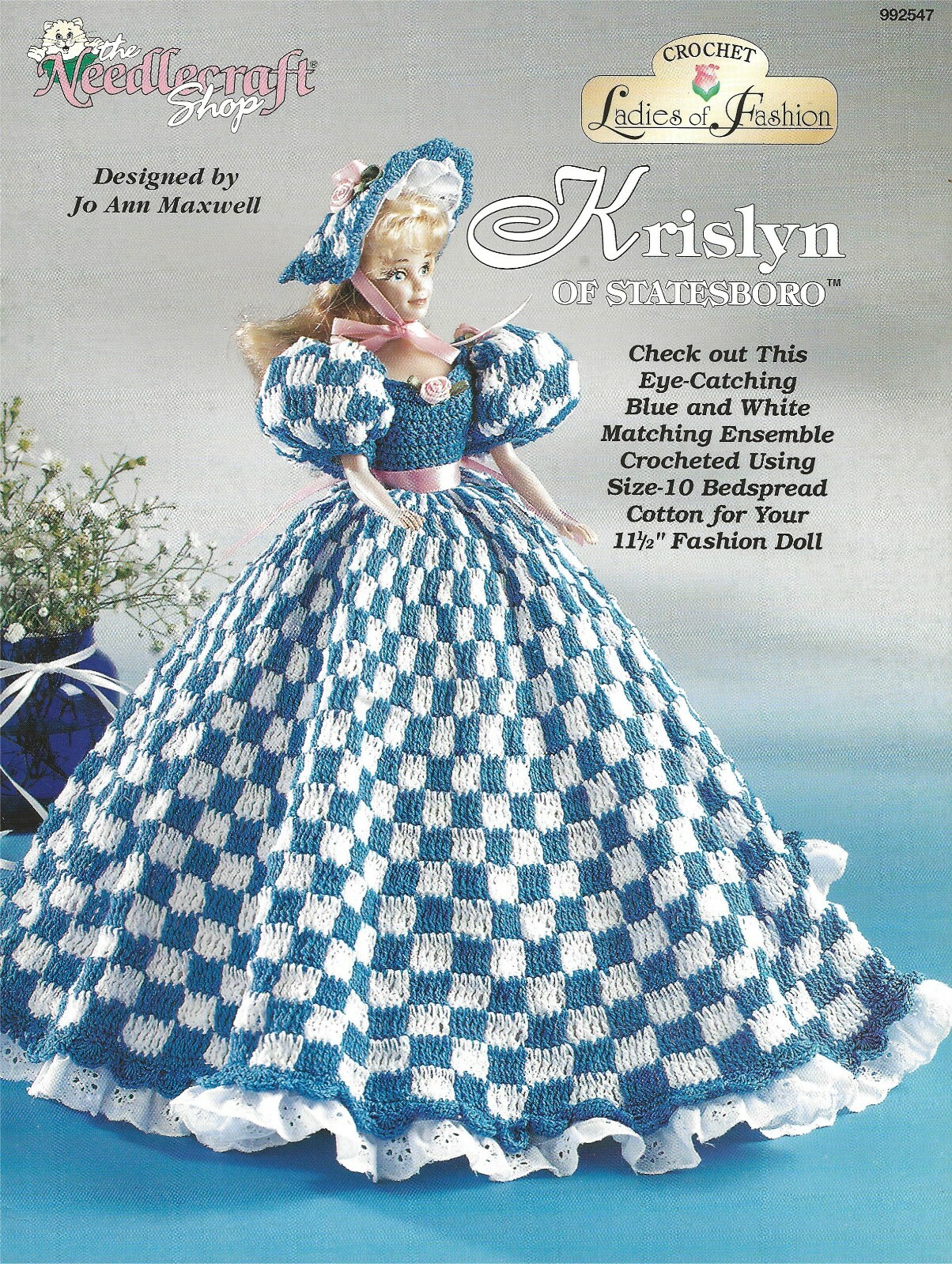 Krislyn of Statesboro Crochet Eye-Catching NEW Blue & White Ensemble Barbie RARE