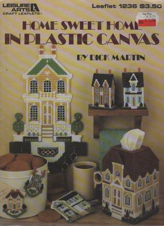 OOP!!! HOME SWEET HOME IN PLASTIC CANVAS MAGNETS,TISSUE COVER & MORE