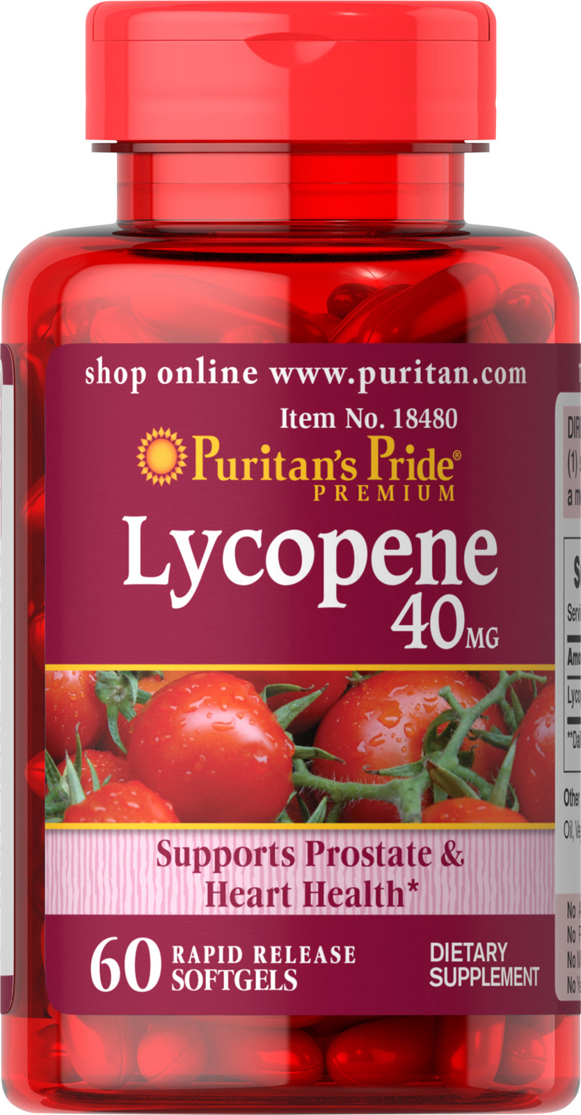 Puritan's Pride Lycopene 40 mg - 60 Softgels