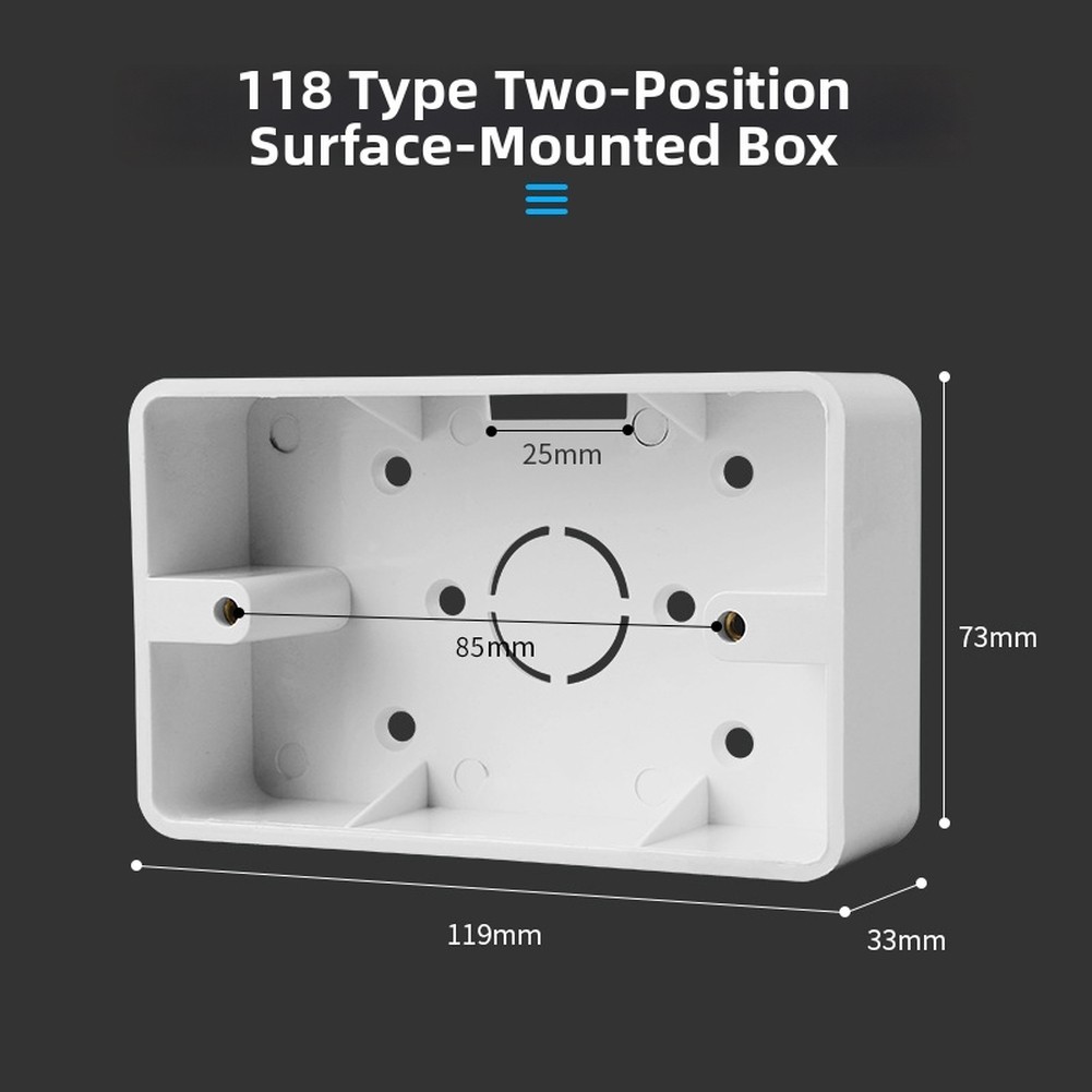 Exterior Mount 118 Type Switch and Socket Enclosure White PC 119x73x33 mm