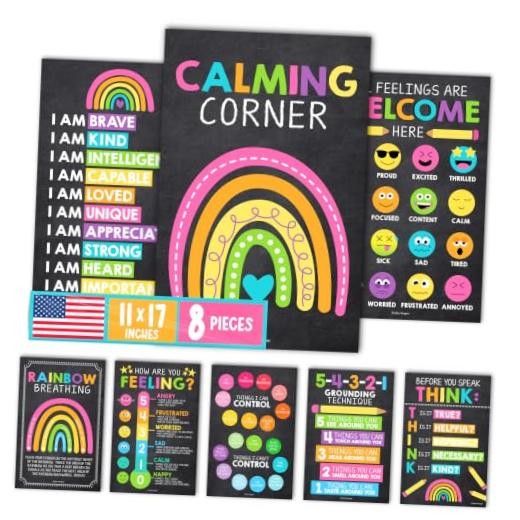 8 Calming Corner Posters for Classroom Must Haves -Calm Down Chalk Colorful