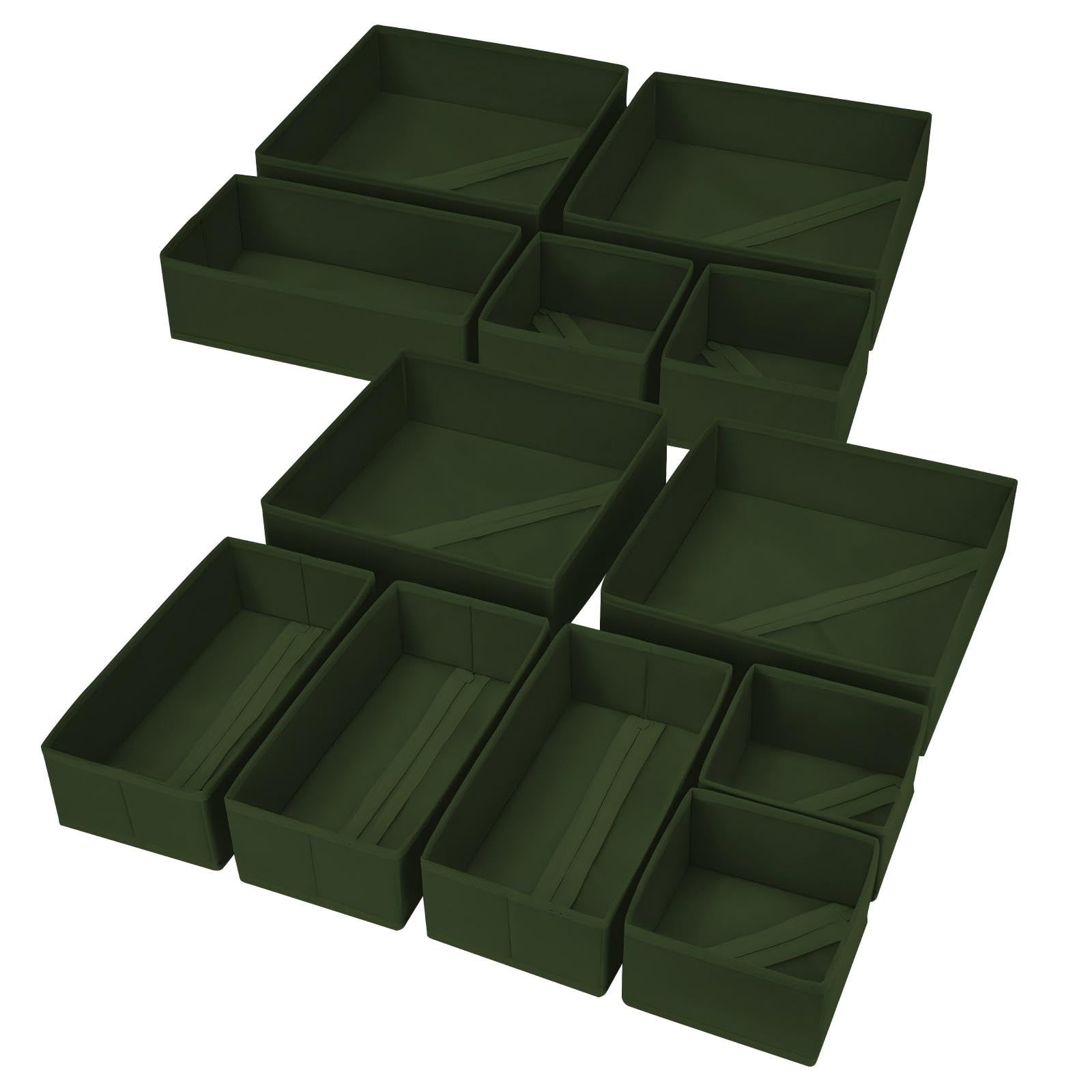 DIMJ Drawer Organizer Clothes, 12 Pack Dresser Organizer, 12 Pack, Green