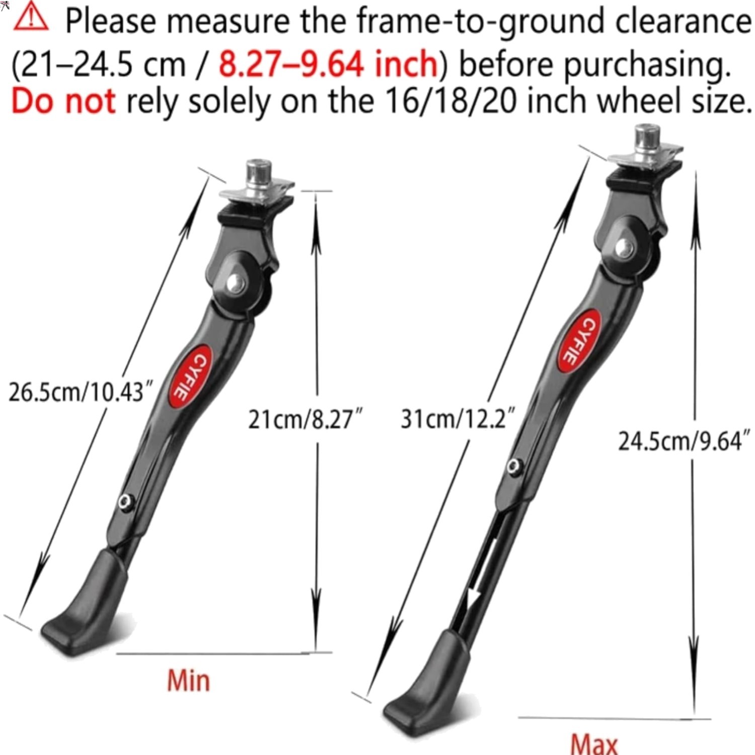 Durable Aluminum Kickstand for Kids & Adult Bikes - 16-20 Inch Compatibility