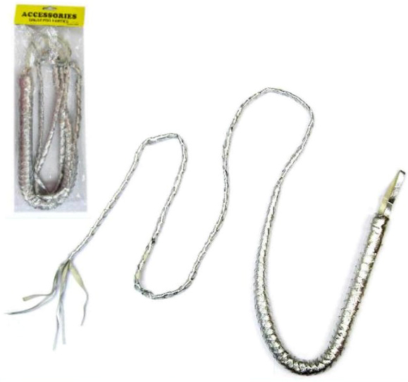 SILVER BULL WHIP 6 FT bullwhip horse trainer costume dress up party items gags
