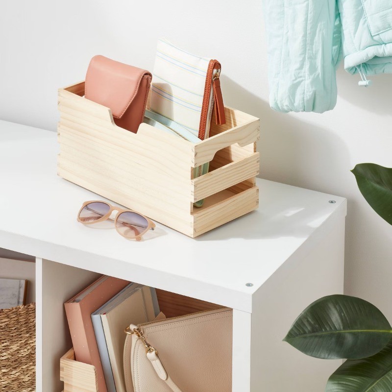Narrow Wood Bin
