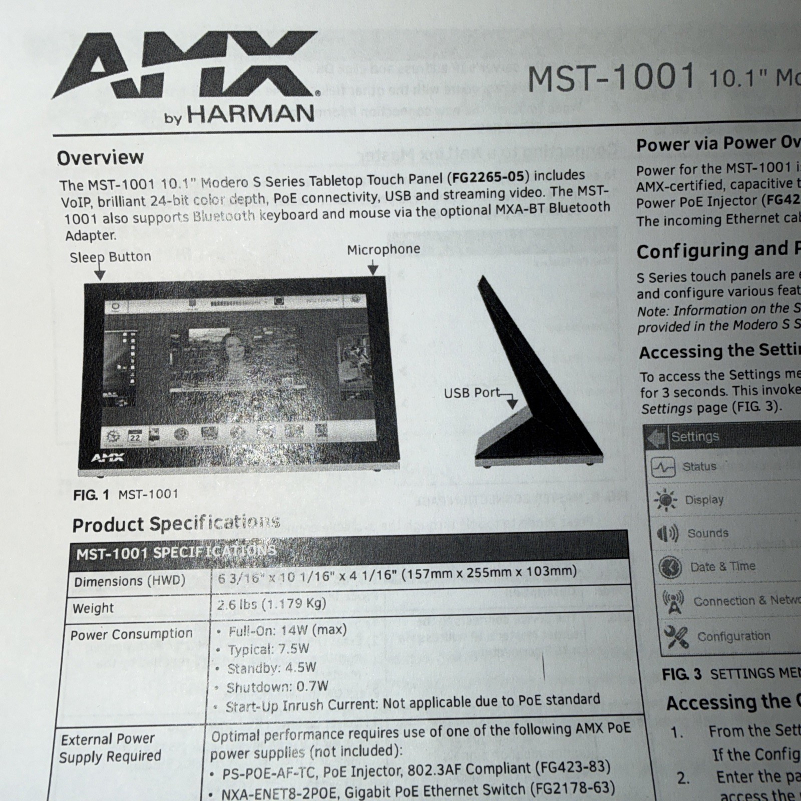 AMX FG2265-05-B Modero S Wall Mount Touch Panel