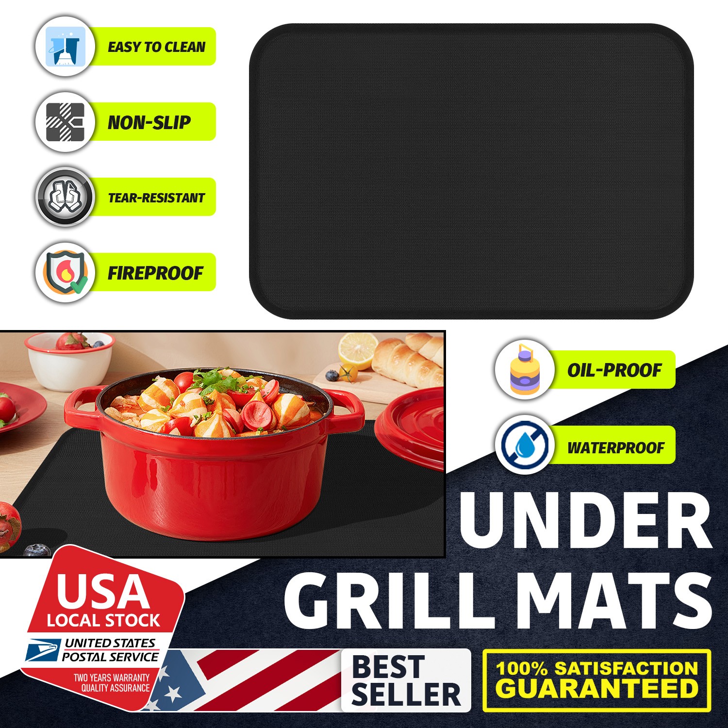 1X new High quality fireproof Grill Floor Mat Protect Decks & Patios Waterproof