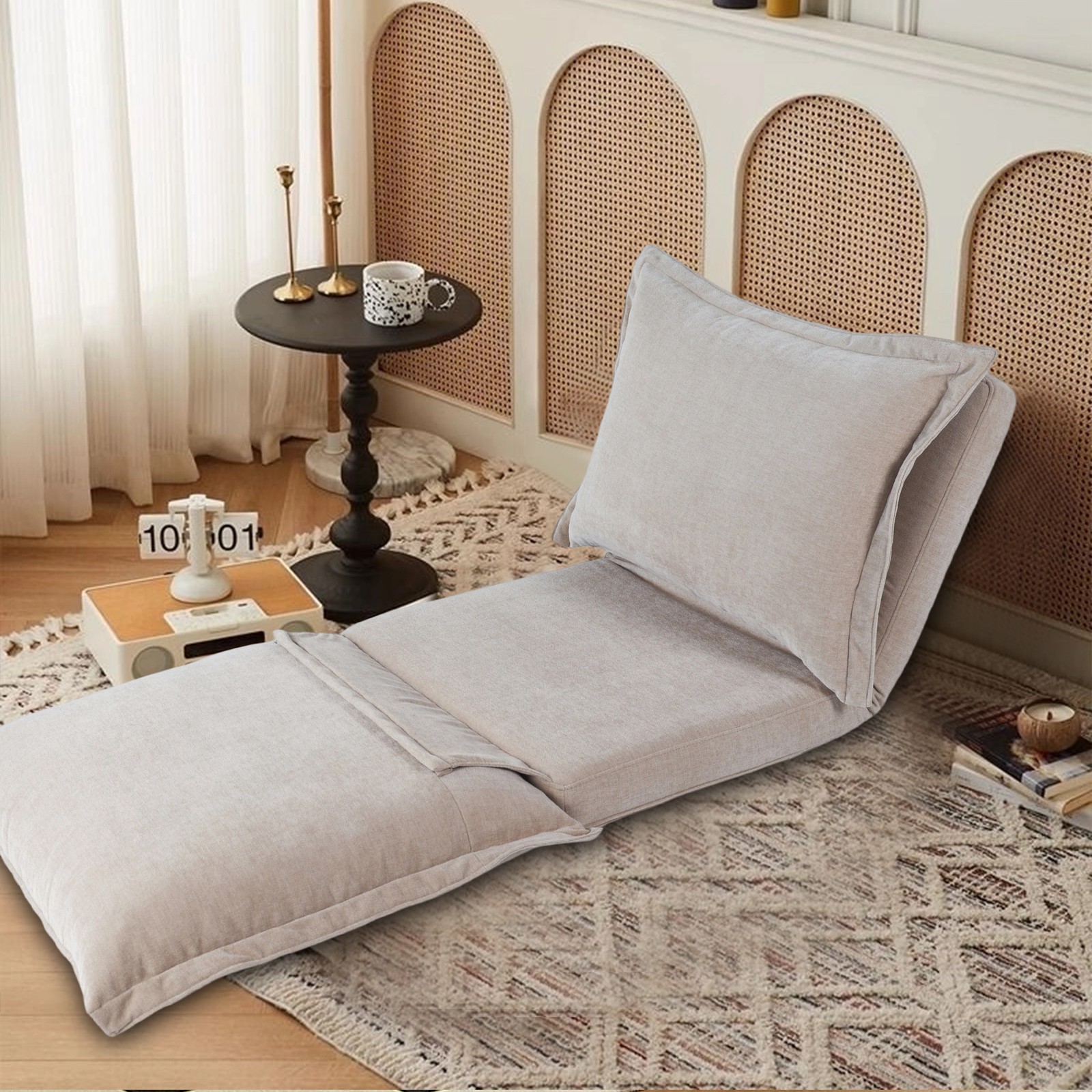 Convertible Flip Chair: Floor SofaBed with Adjustable Backrest andPillows