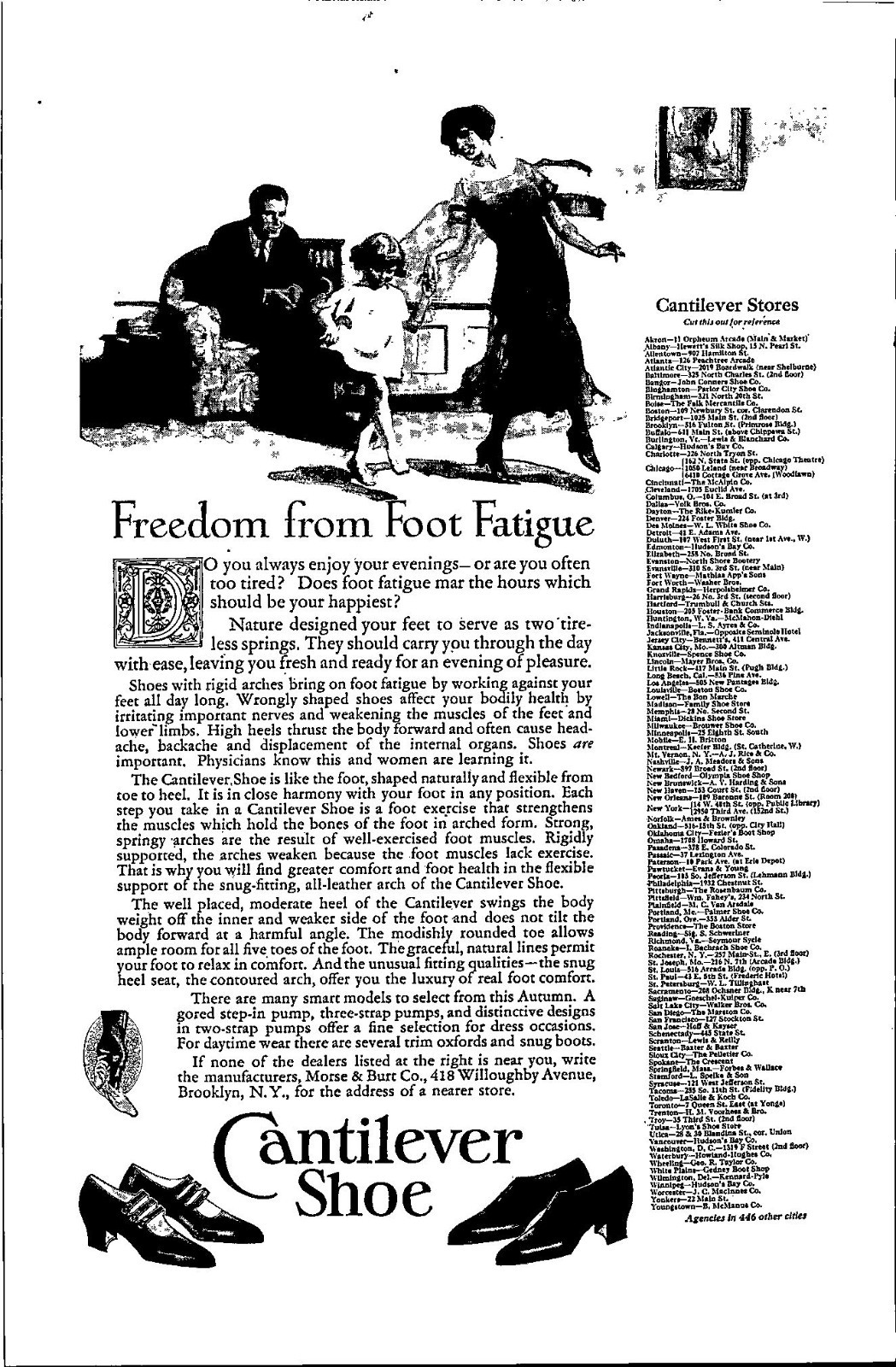 1924 Cantilever Shoes Vintage Print Ad Beauty Hides In The Smiling Face