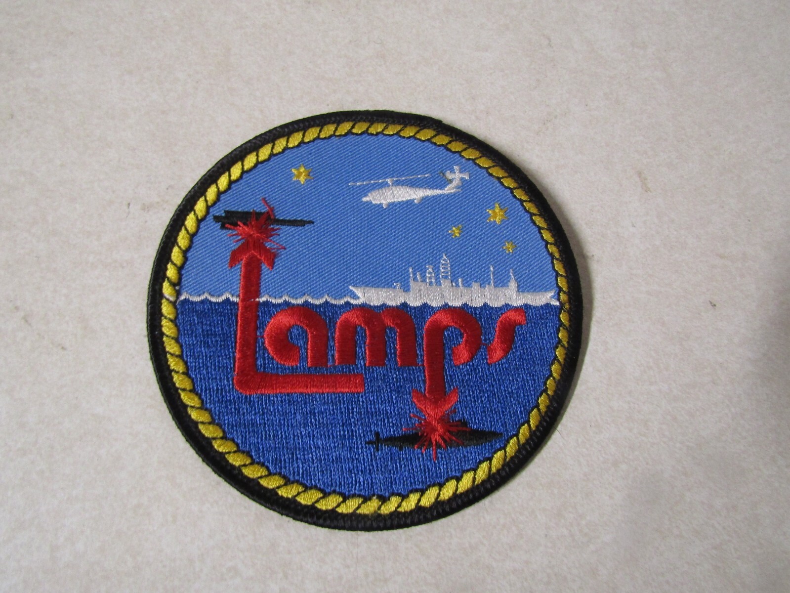 MILITARY PATCH SEW ON US NAVY LAMPS LIGHT AIRBORNE MULTI PURPOSE SYSTEM OLDER