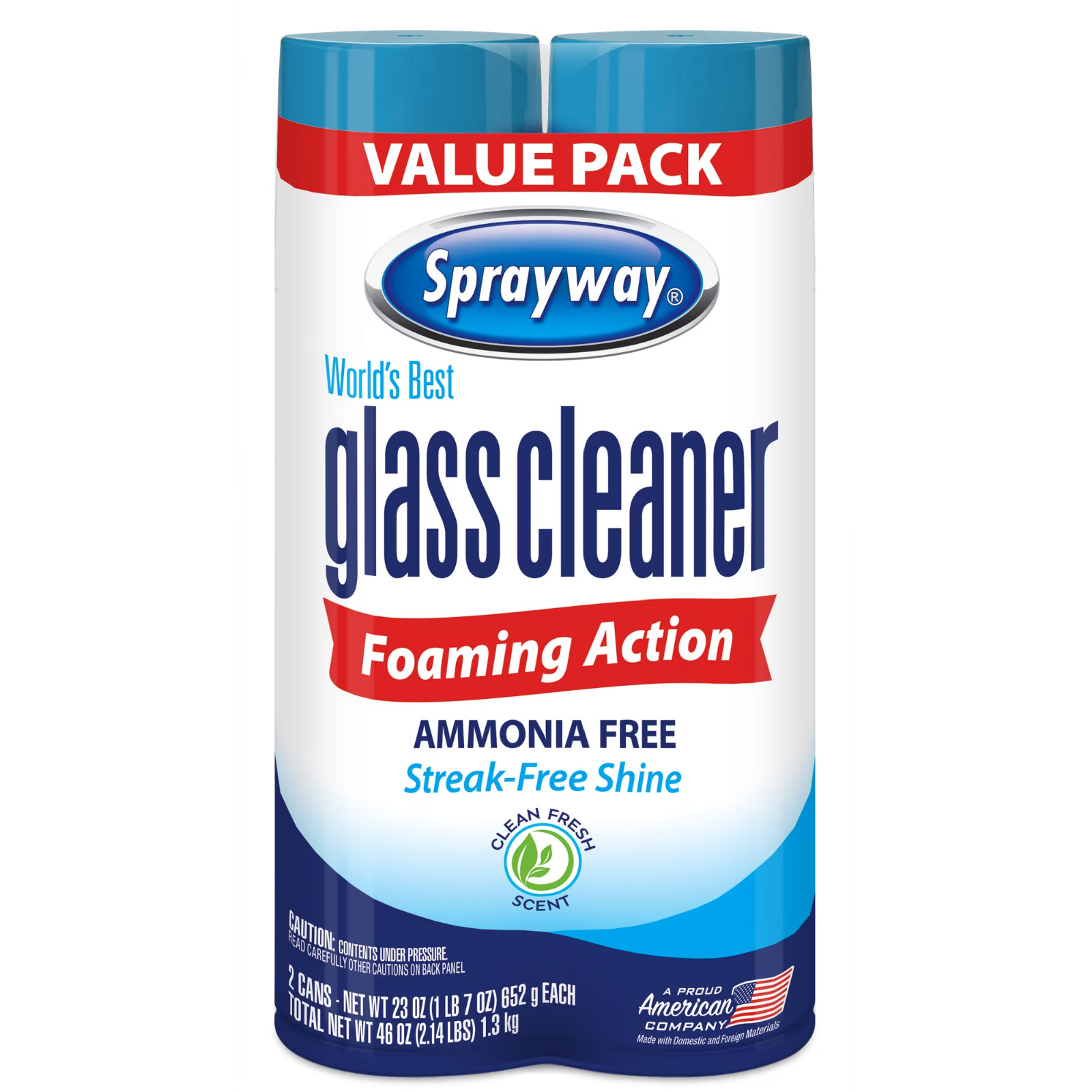 Sprayway Glass Cleaner Foaming Aerosol Spray Ammonia Free 19 Oz 2 Pack