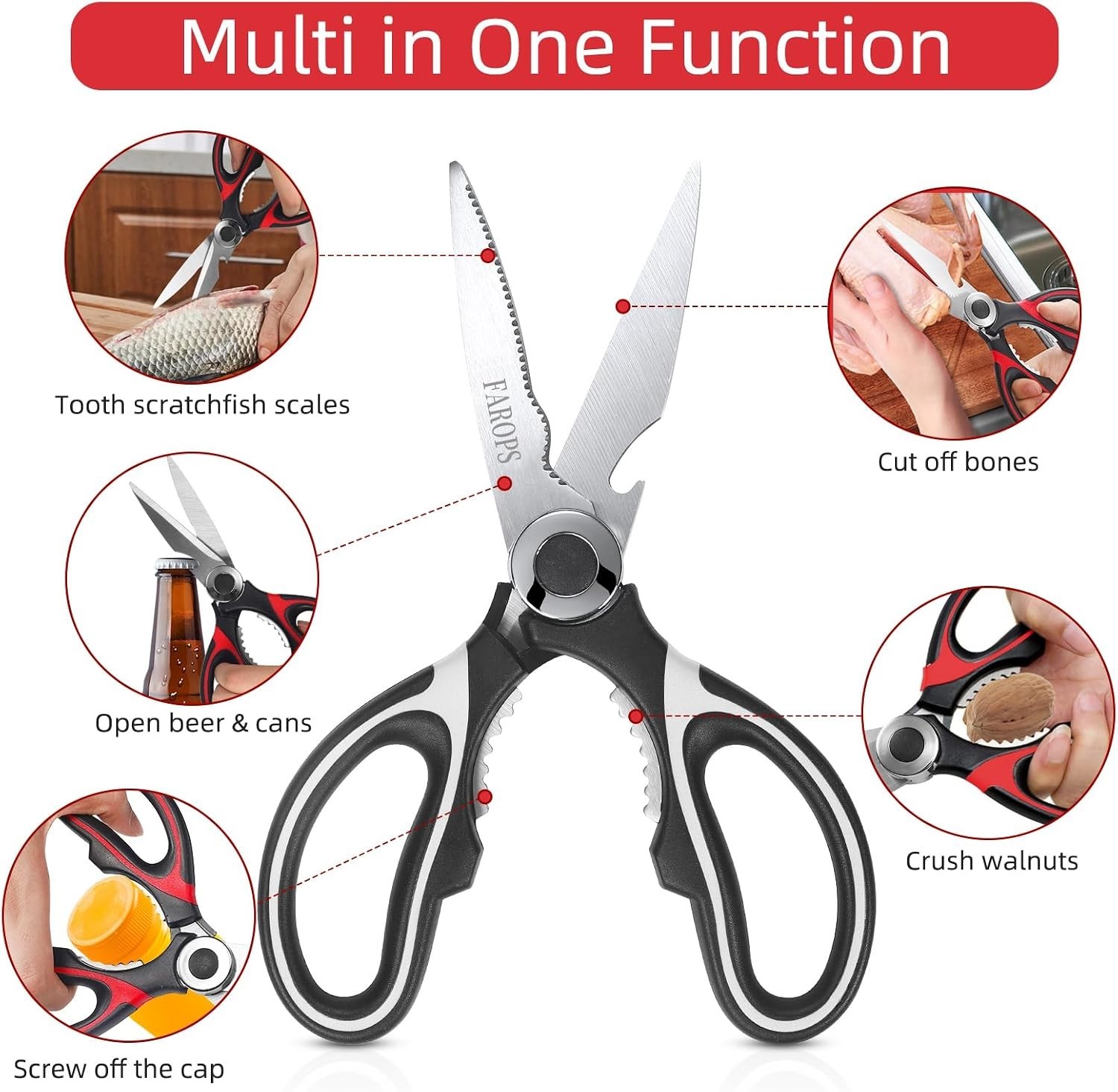 Kitchen Shears Set of 2, Heavy Duty Kitchen Scissors Seafood Scissors, Stainless
