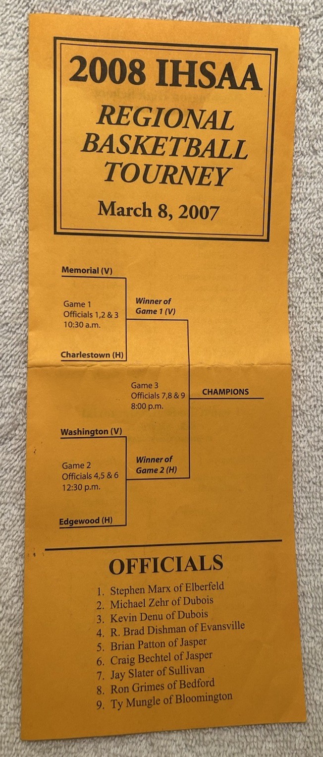 2008 Program Washington IN 3A Boys Basketball Regional With Rosters Tyler Zeller