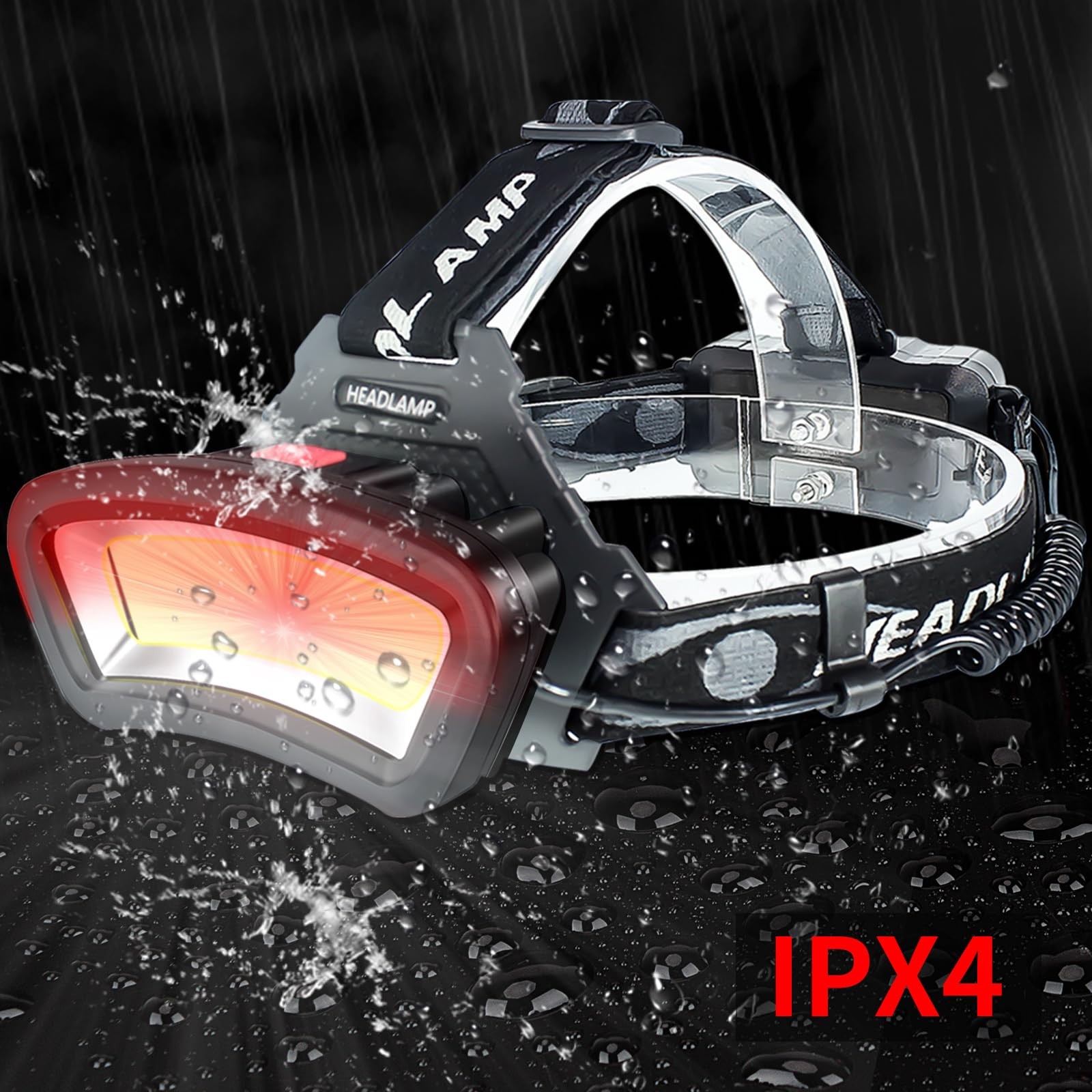 DARKBEAM Hard hat Headlamp COB LED Floodlight with Red Light USB Rechargeable...