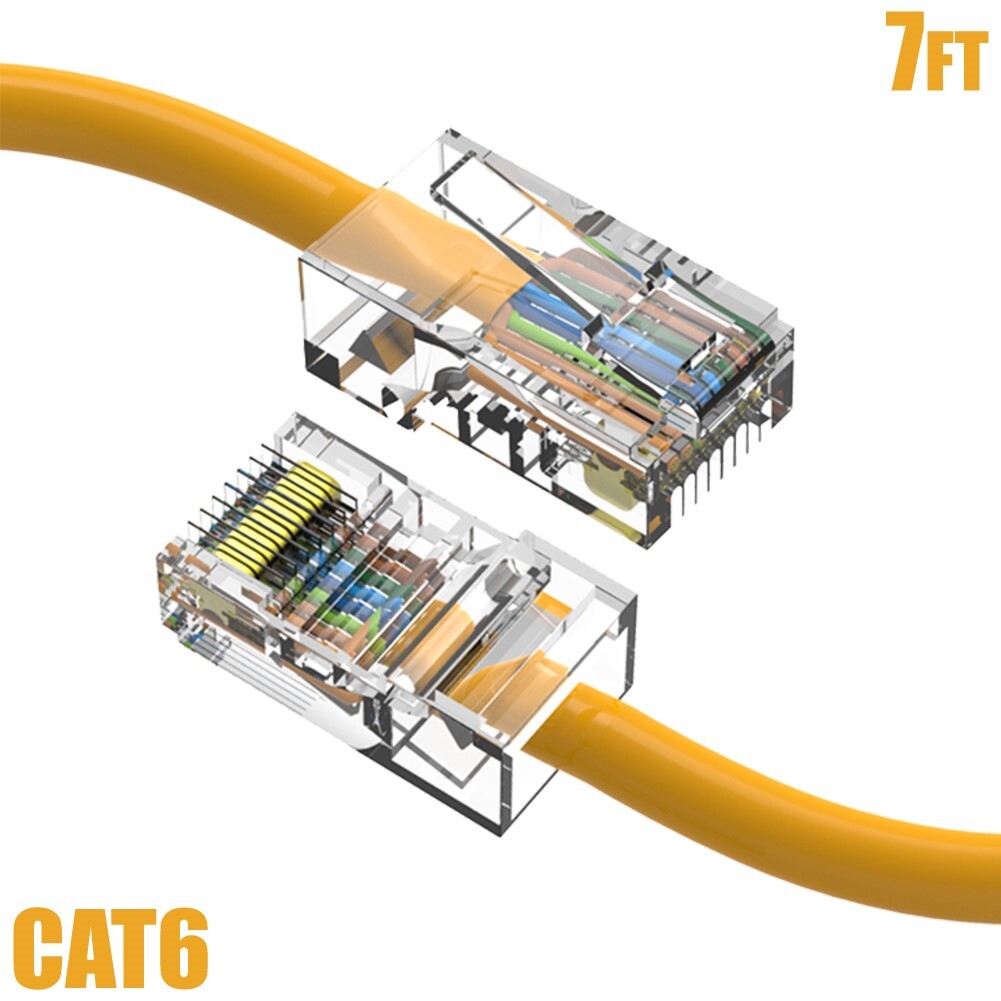 7FT Cat6 RJ45 Ethernet LAN Network UTP Non-Boot Patch Cable Copper 24AWG Yellow