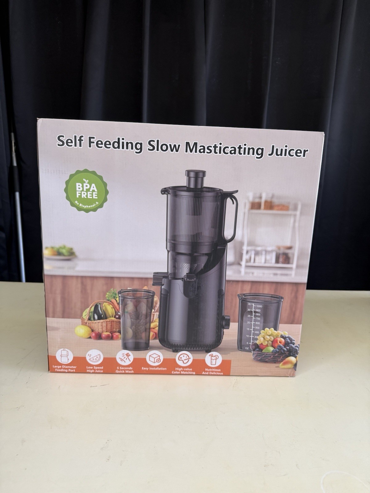 JC-30 Cold Press Self-Feeding Slow Masticating Juicer Machine, BPA-Free, 250W