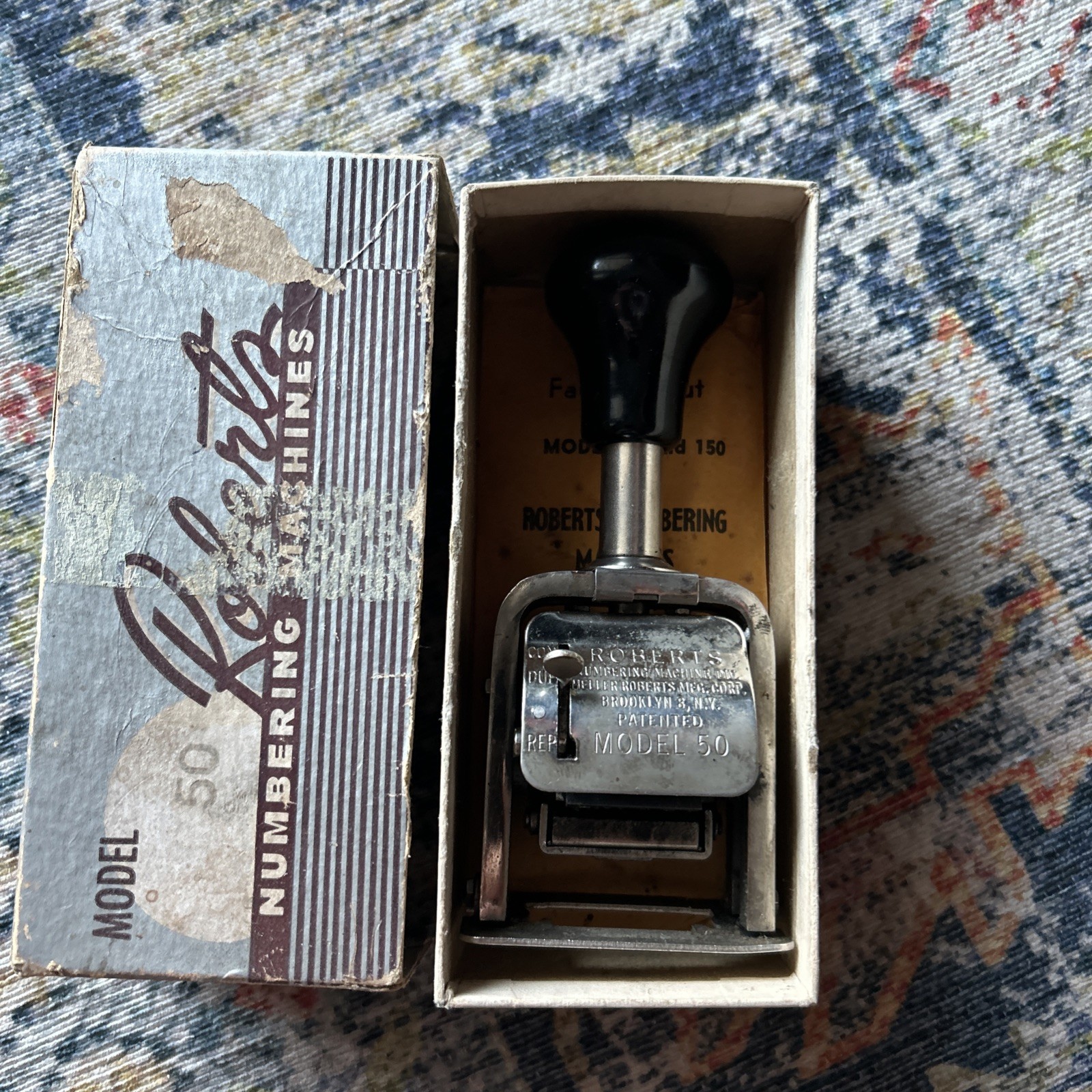 Vintage Model 50 Roberts Numbering Manual Machine 6 Wheels with Box