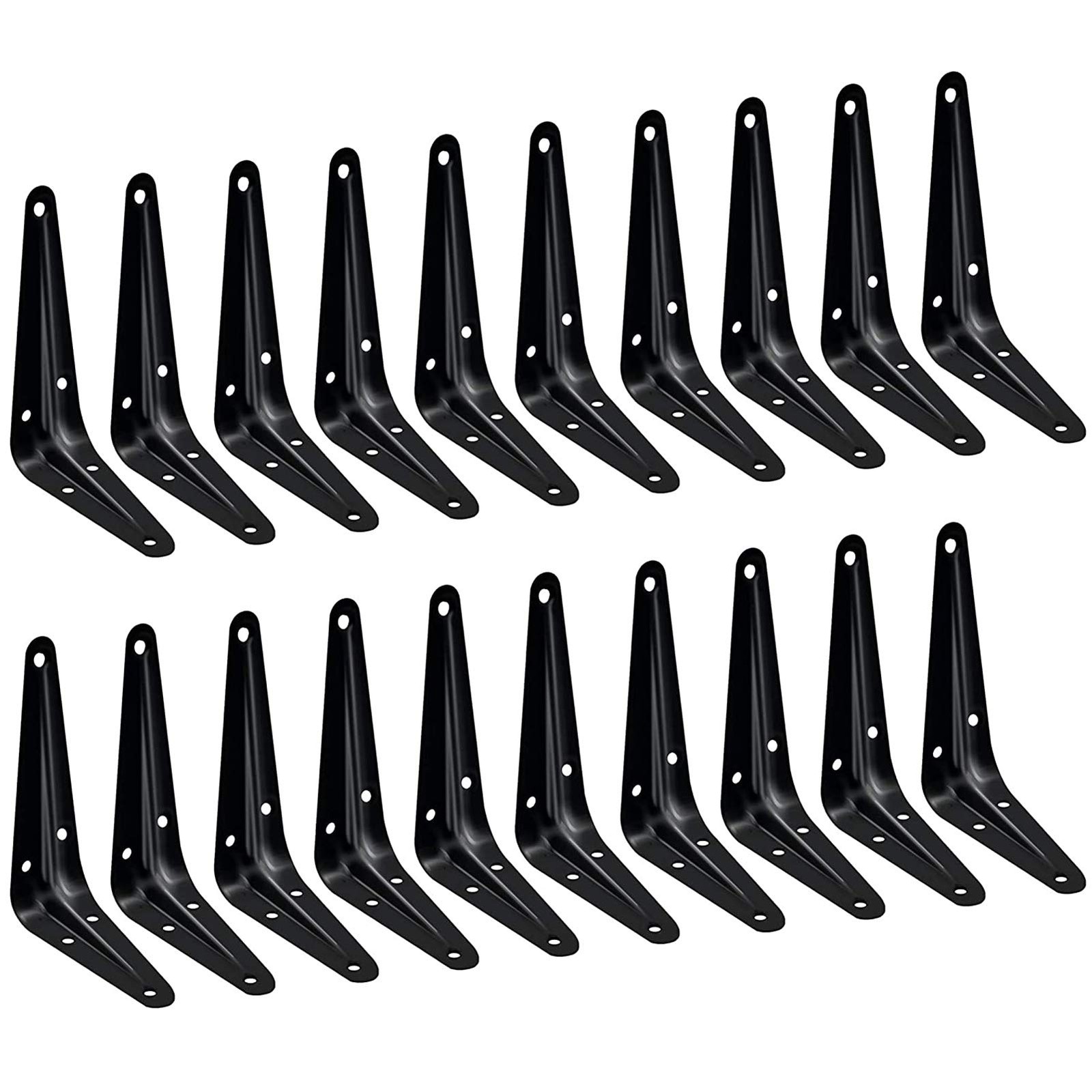 20 Pack Shelf Brackets 6 x 5 Inch, Heavy Duty Black Metal Floating Shelf Bracket