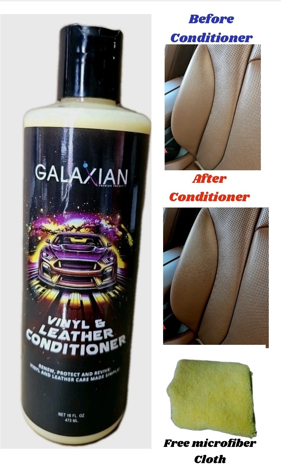 Galaxian Renew Protect Revive Vinyl & Leather Conditioner Cars Interior 16oz