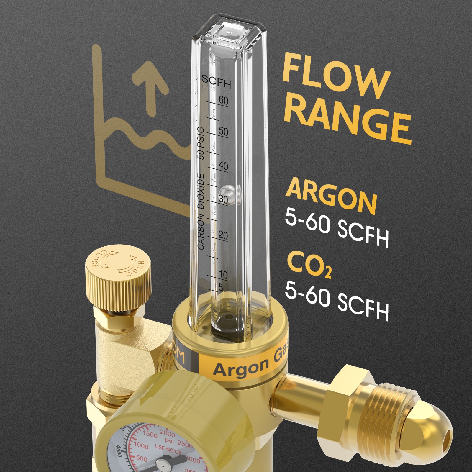 CO2 Argon Flow Meter Gas Regulator Gauge for MIG TIG Welding Equipment
