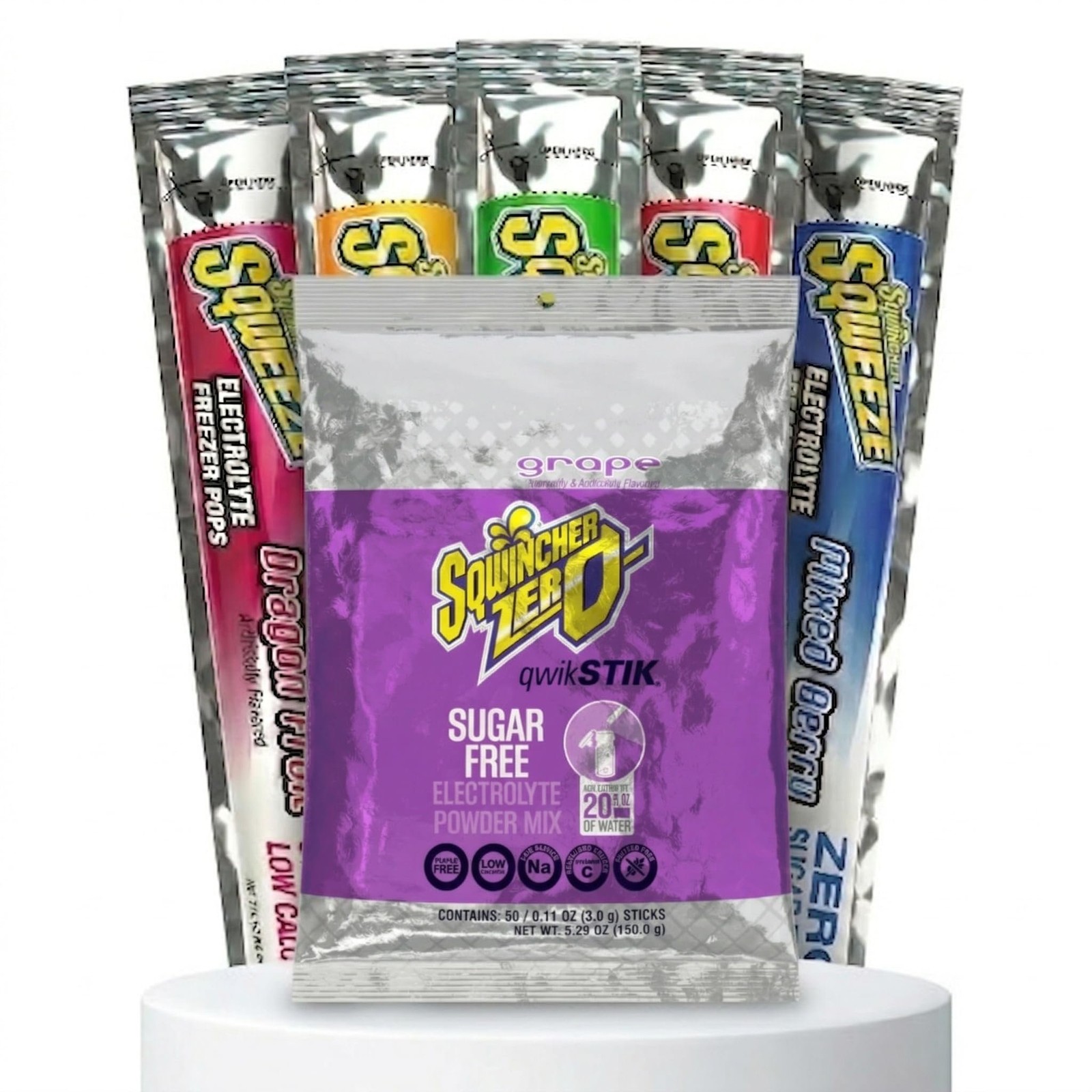 Sqwincher Bundle: (50) Grape Zero Qwik Stiks (20oz Yield) & (50) Sqweeze...