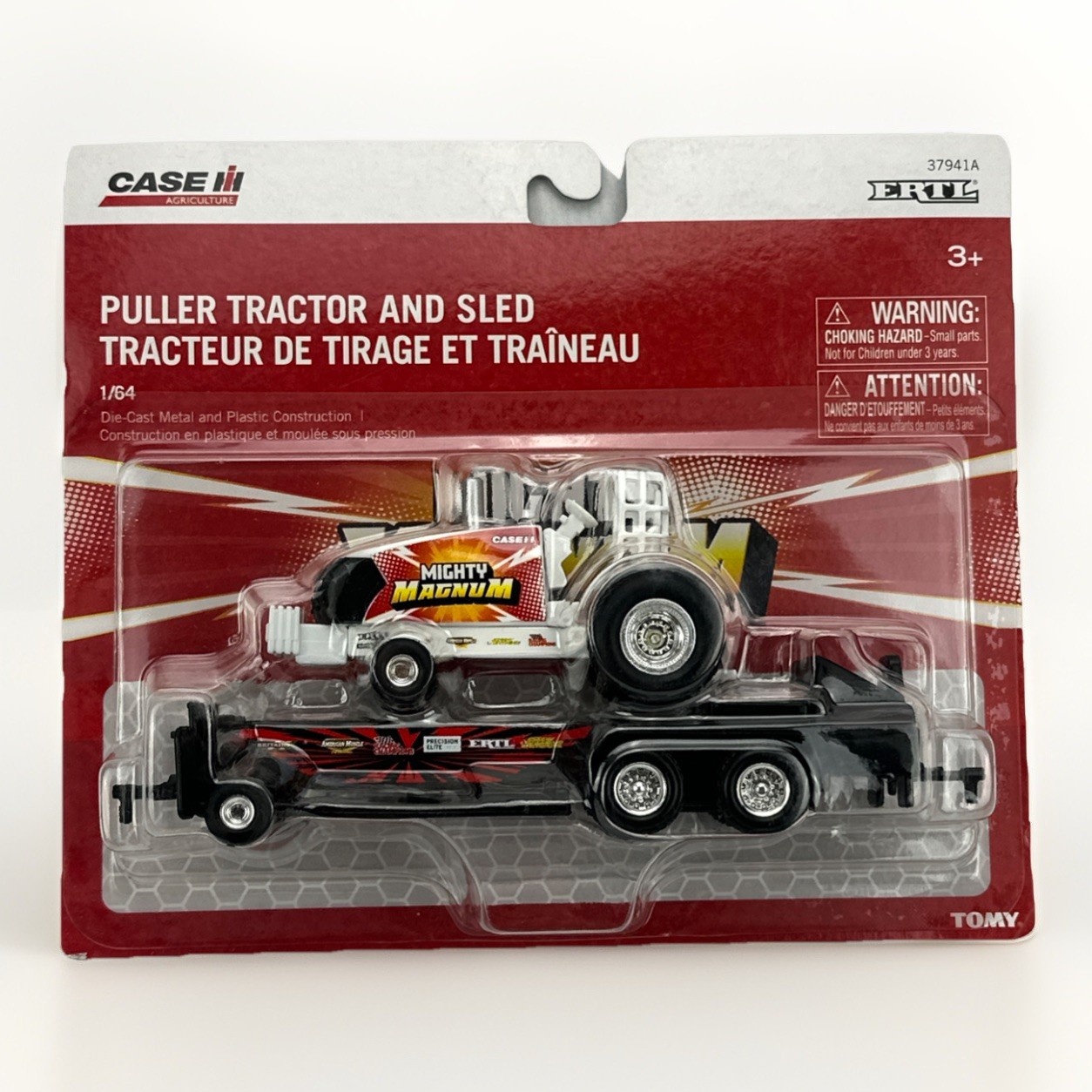 2022 Tomy Ertl Case Mighty Magnum Puller Tractor Sled 1:64 37941A Die Cast NIP