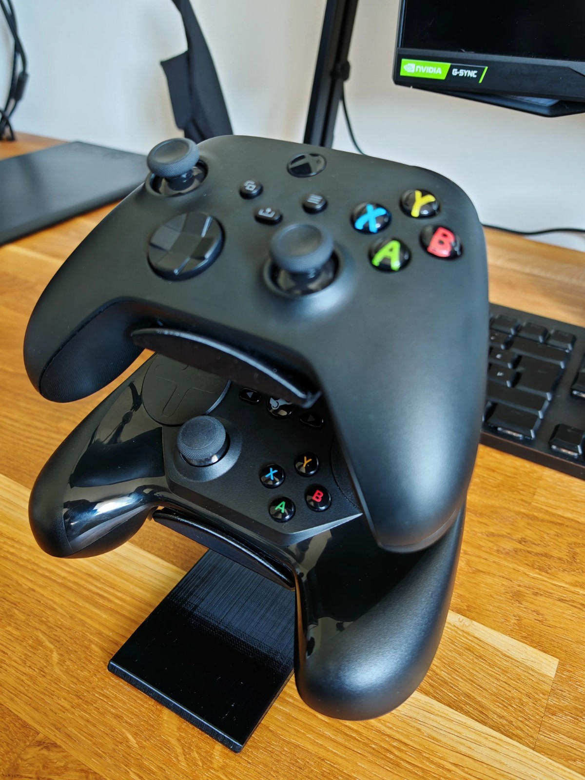 Dual Controller Storage Stand for Microsoft Xbox One Controllers, Black Plastic