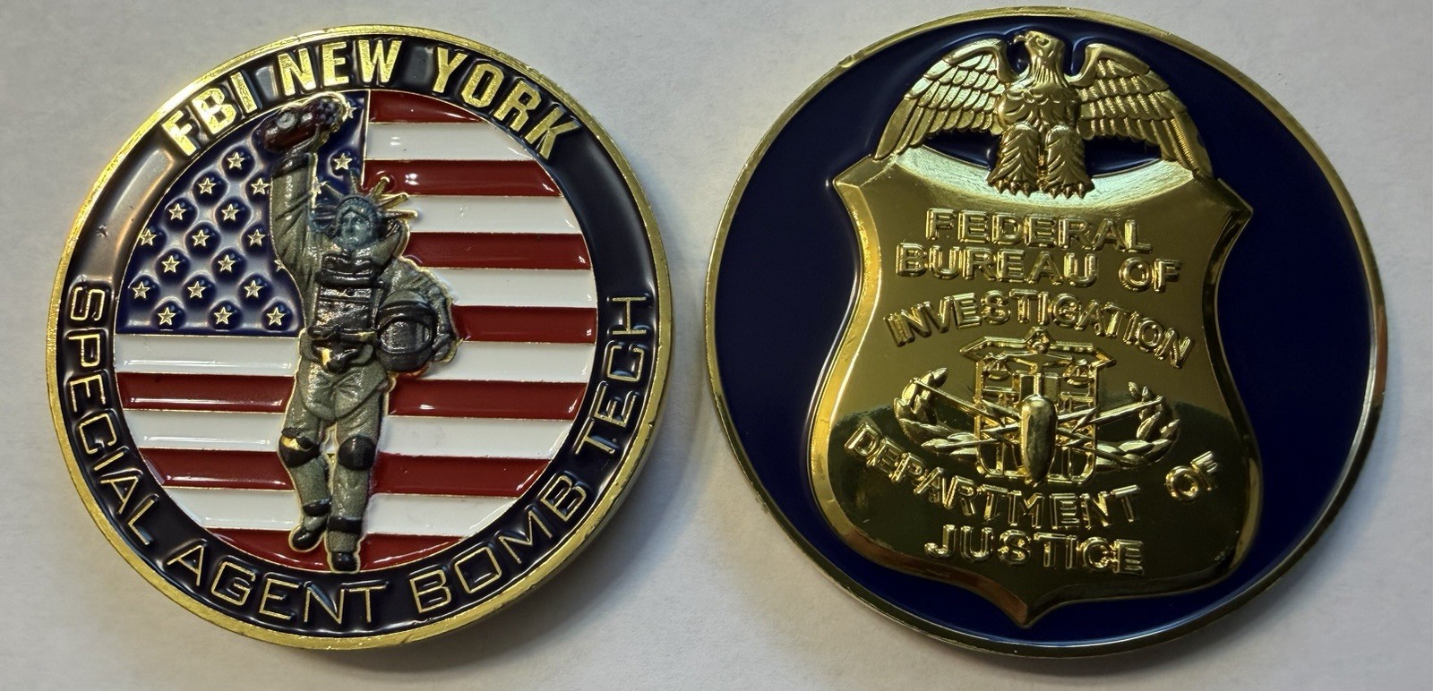 FEDERAL FBI BOMB TECH EXPLOSIVE EOD ORDNANCE POLICE CHALLENGE COIN NEW YORK