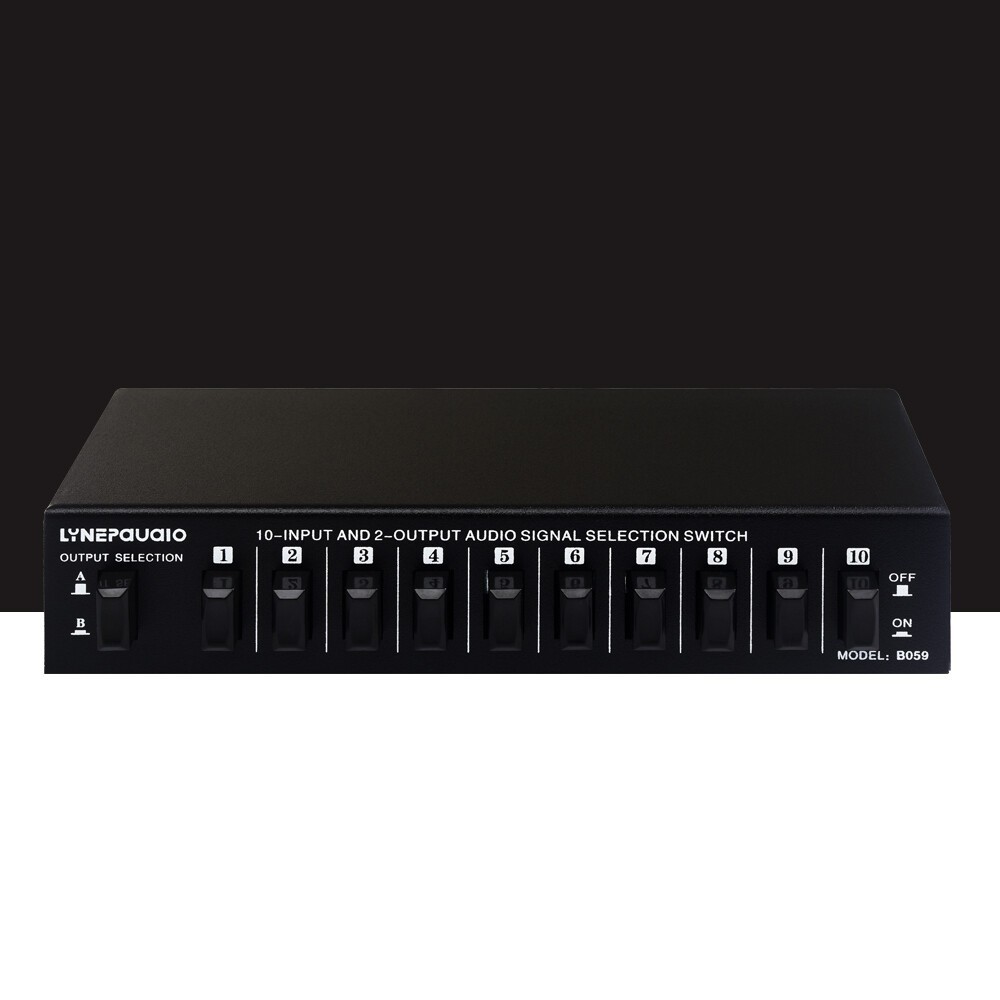 B059 Audio Switcher RCA Selector 10 IN 2 OUT Lossless Bidirectional Switching