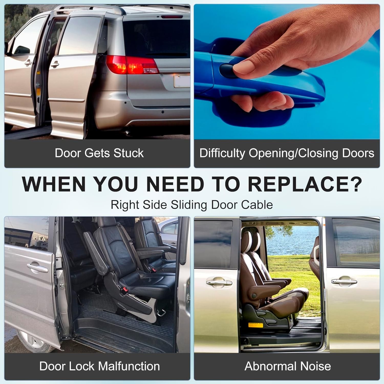 Rear Right Side Power Sliding Door Cable Replacement for Toyota Sienna 2011-2020