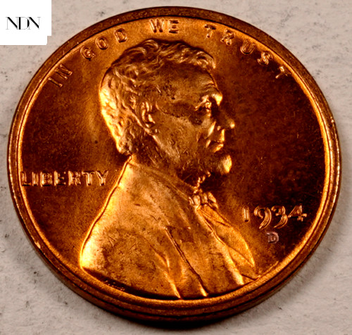 1934-D Lincoln Wheat Penny Cent - Gem BU Red