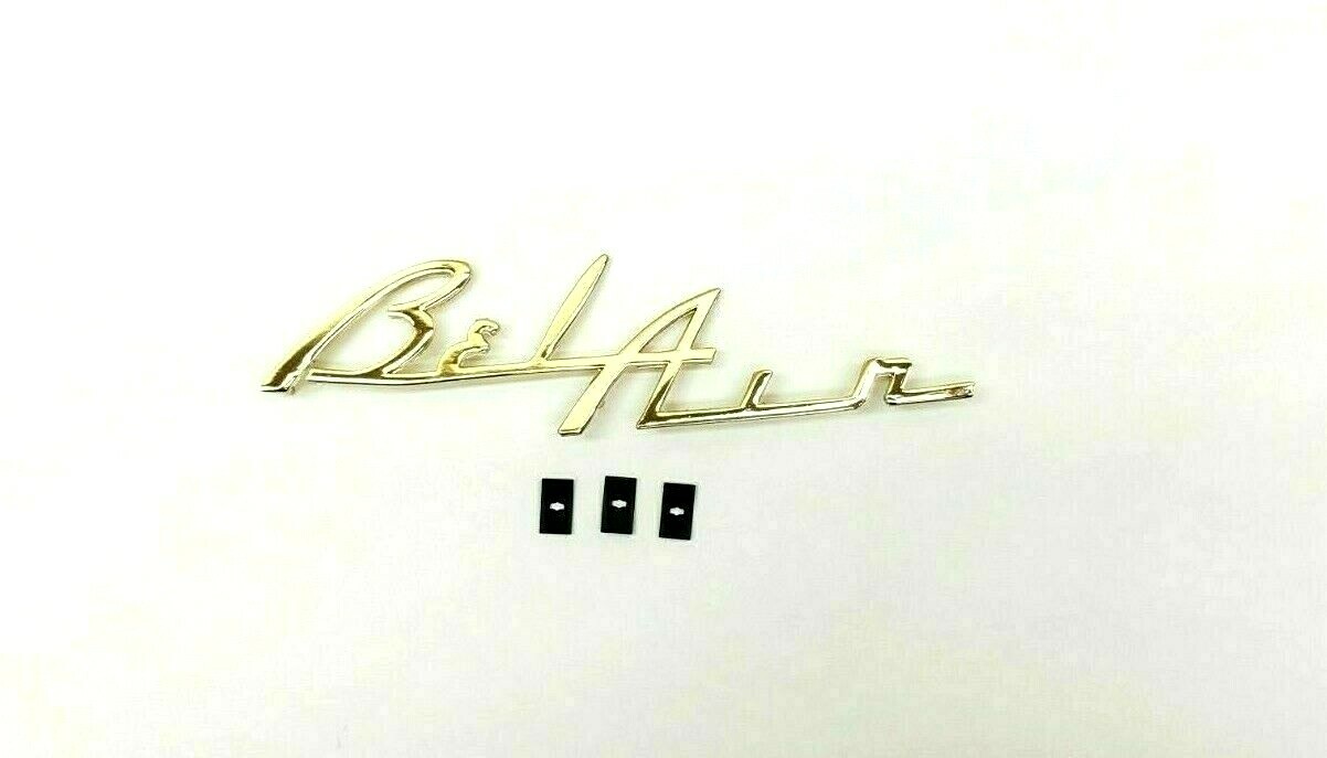 Chevrolet Dash Speaker Grille Emblem Script Gold 1955 1956 BelAir