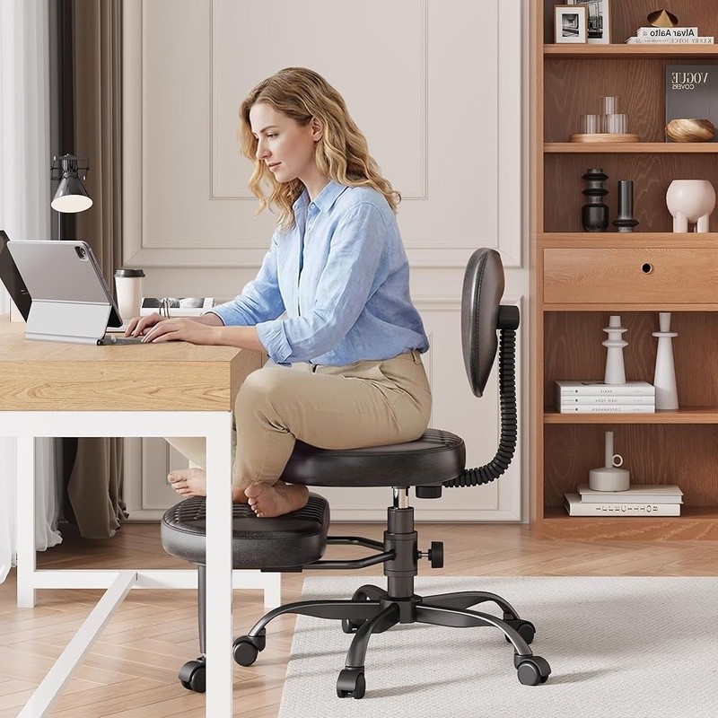 Cross Legged Office Chair Criss Cross Rolling Desk Chair Faux Leather Ergonomic