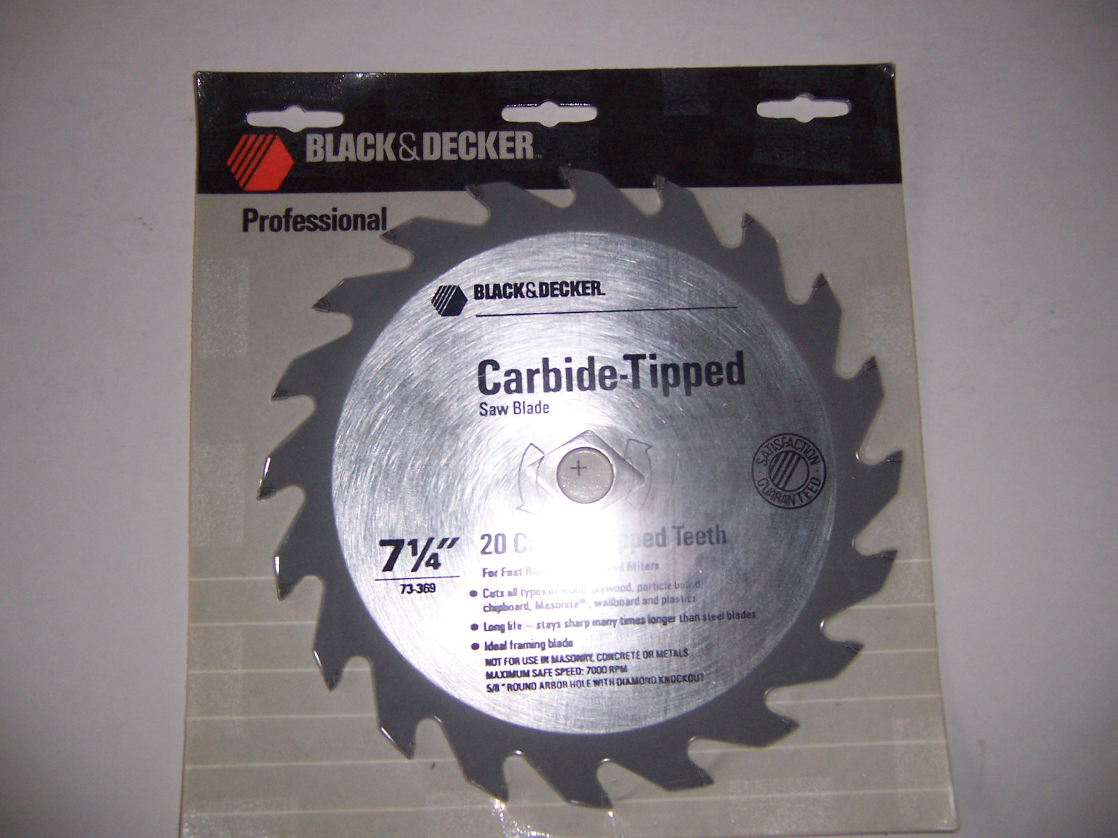7-1/4"   20 TEETH BLACK & DECKER   SAW BLADE  5/8" & DIAMOND ARBOR