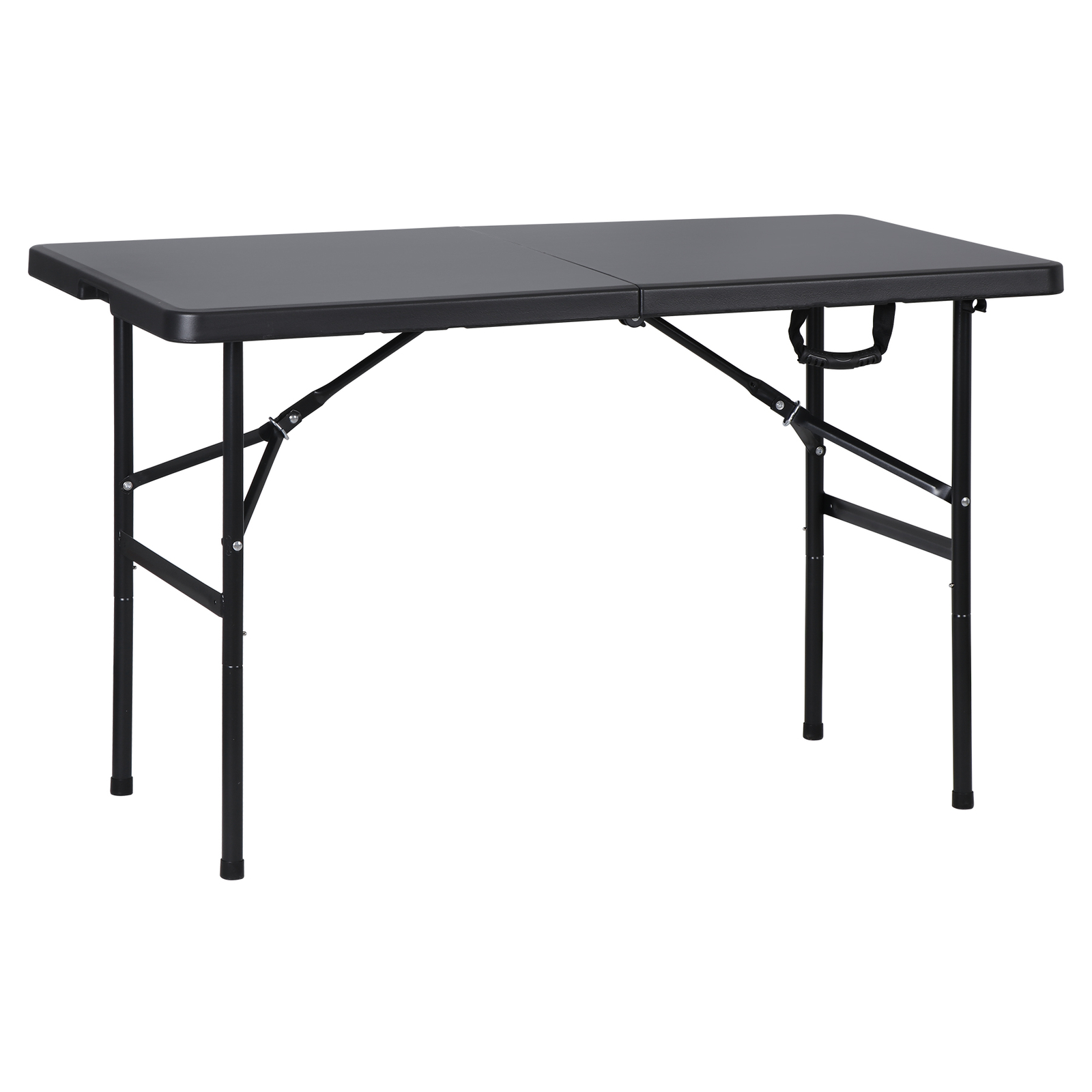 Folding Plastic Table 4' Outdoor Picnic Camping Table w/Handle Safety Lock Black