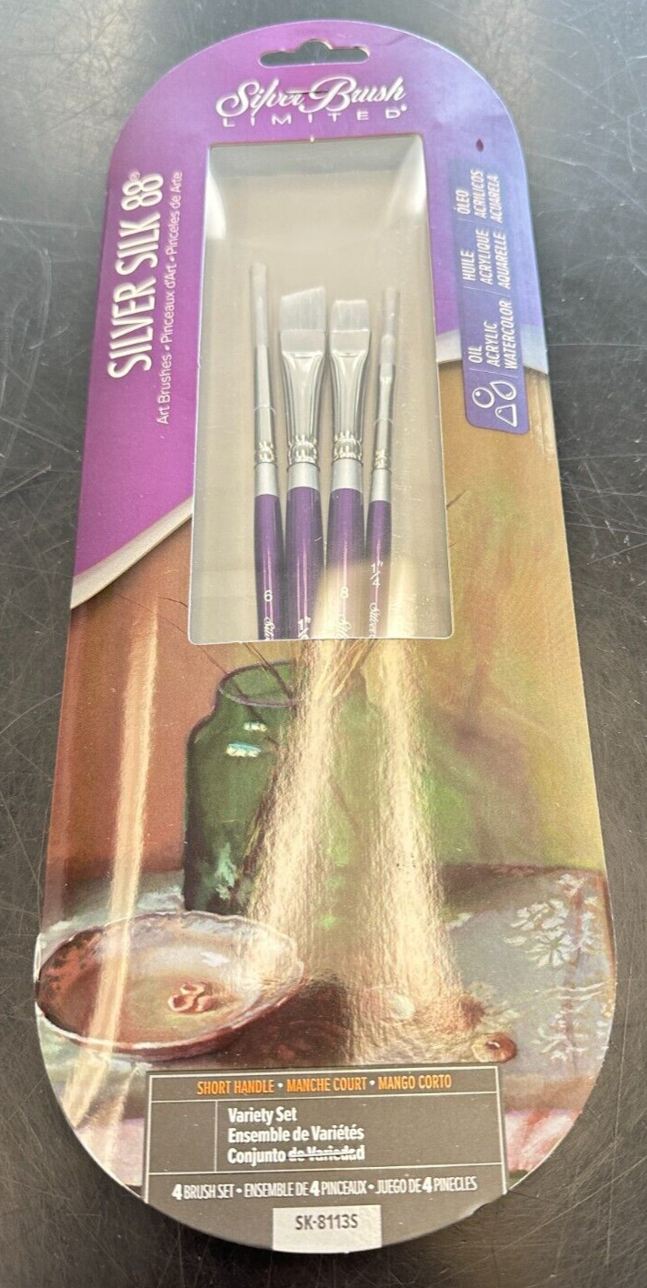 SK-8111S Silver Silk 88 Mini Mop Brushes, Artist Brushes for Acrylic NEW