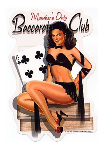 BACCARAT CLUB Casino Gambling PINUP GIRL STICKER/ DECAL
