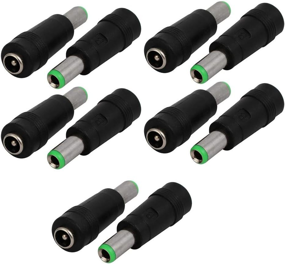 6.3mm x 3.0mm Male to 5.5mm x 2.5mm Female DC Power Adapter Pack of 10 Black
