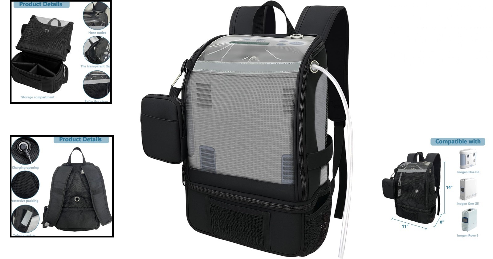 Oxygen Concentrators Backpack - POC Carrying Bag Compatible with Inogen One G...