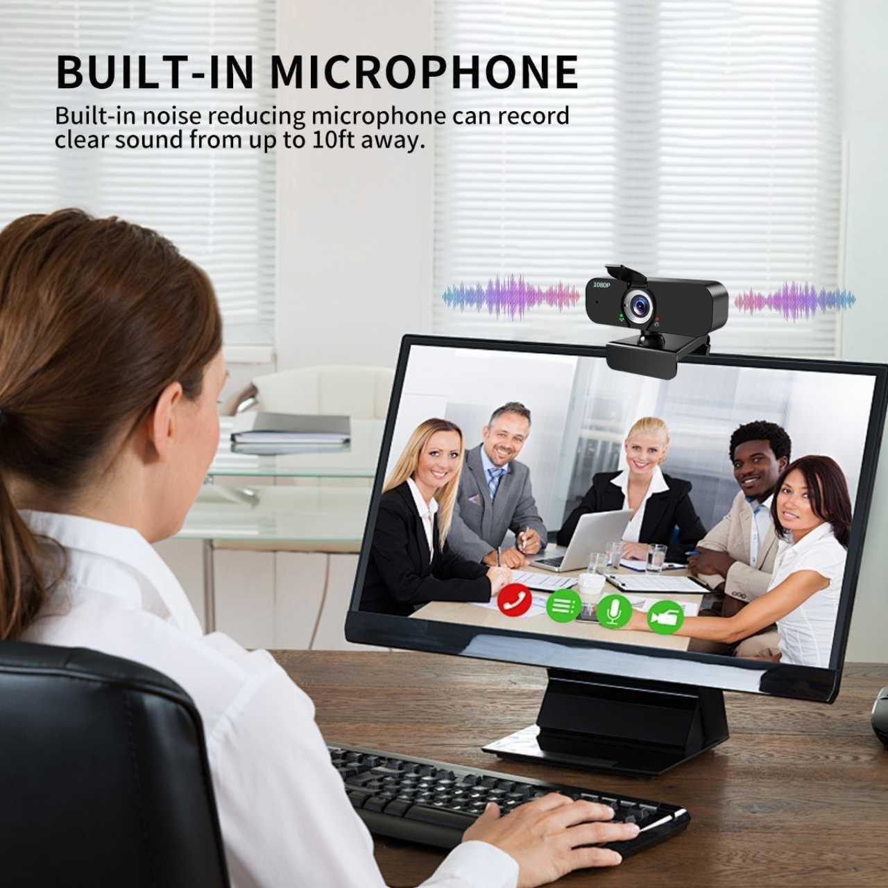 Camara Web Para PC Laptop Computadora 1080P Full HD USB Con Microfono Streaming