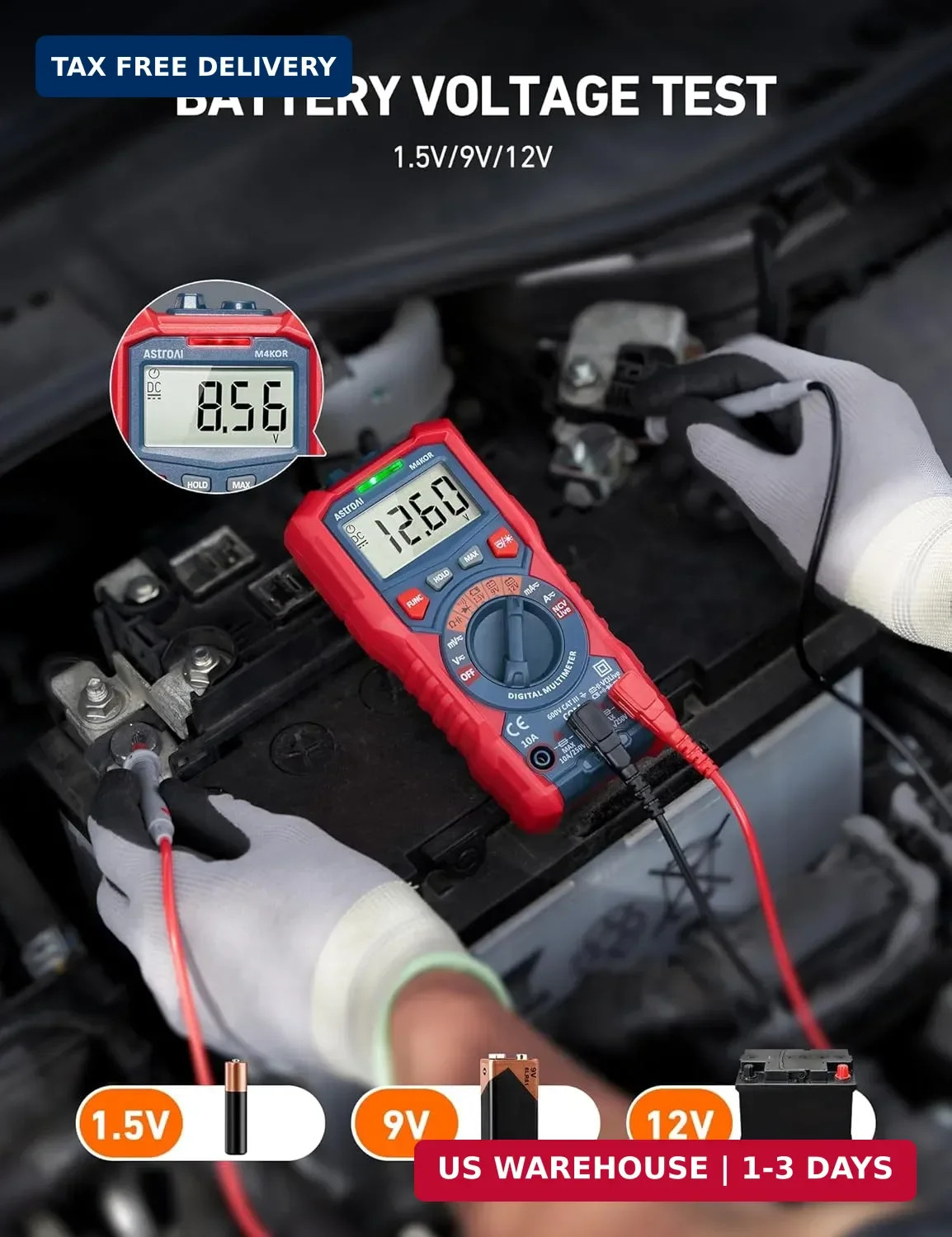 AstroAI Multimeter Tester, TRMS 4000 Counts Volt Meter Auto-Ranging Ohmmeter Dig