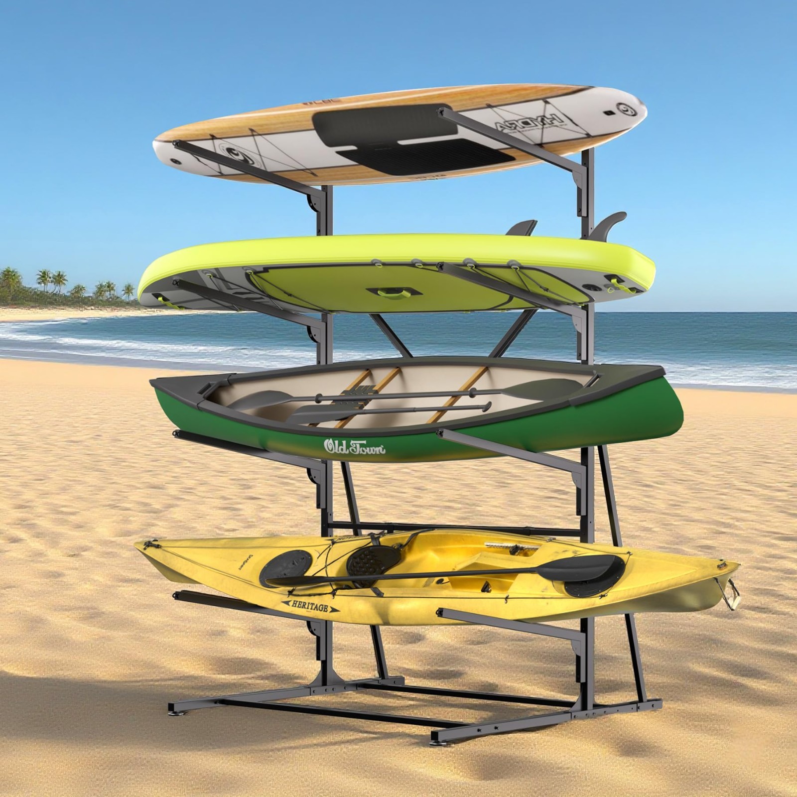 ‎4 Tier Kayak Storage Rack for Garage and Outdoor Storage Surfboard Storage Rack