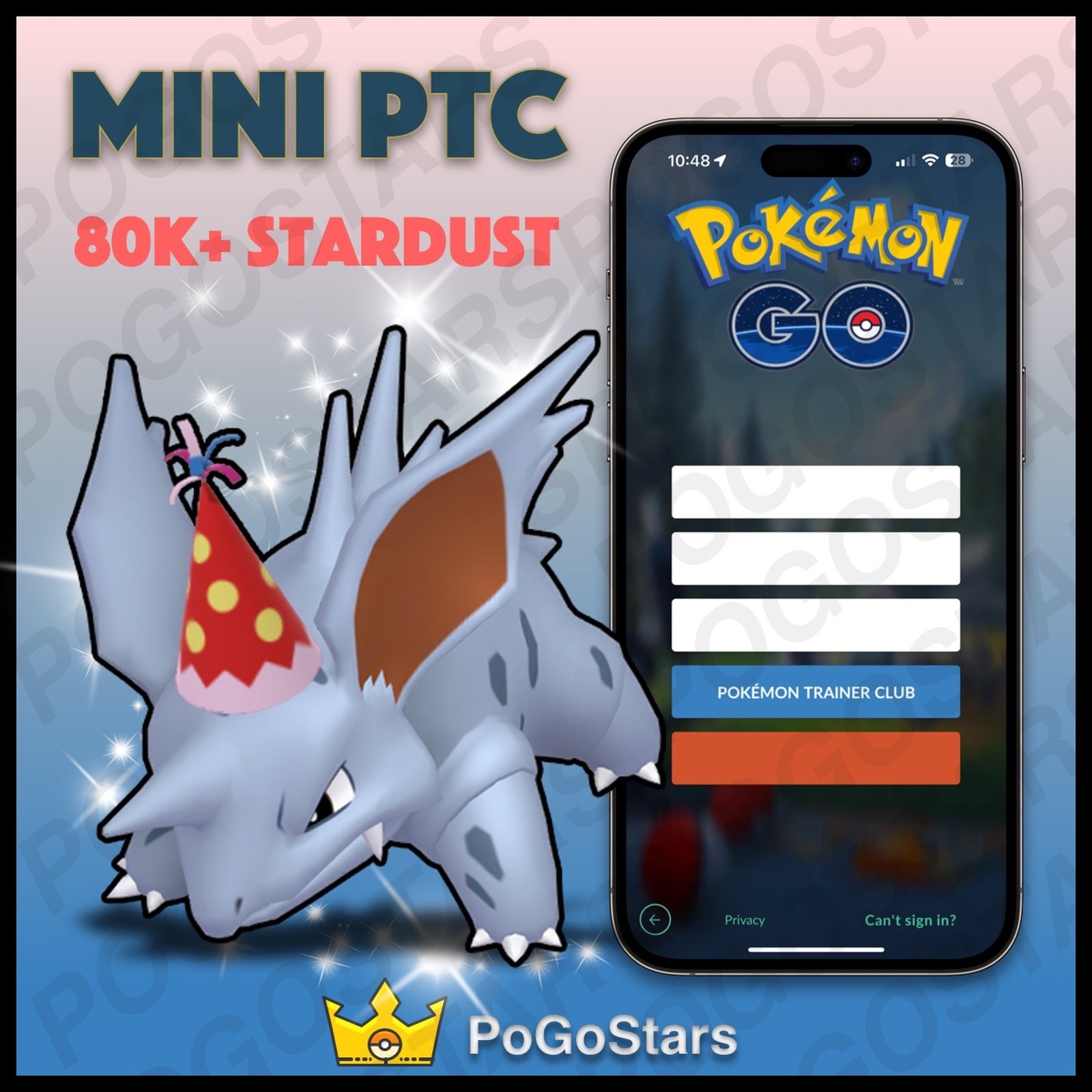 Pokémon PTC Go - Shiny Nidorino Party Hat - 80K Stardust✨Read Description✨