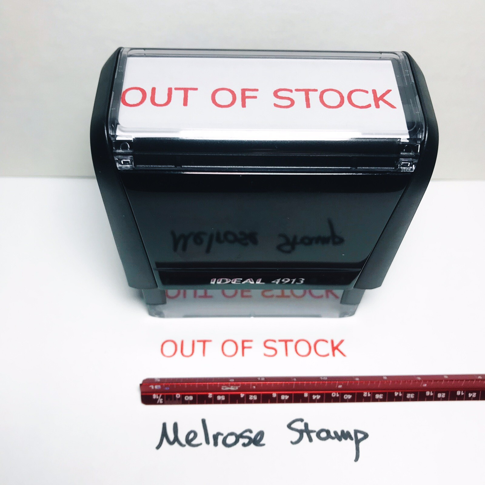 Out Of Stock Rubber Stamp Red Ink Self Inking Ideal 4913